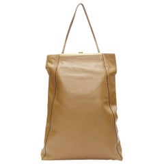 rare CELINE Phoebe Philo2017 Runway Tall Cabas Clasp brown calfskin tote bag