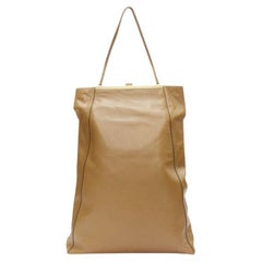 rare CELINE Phoebe Philo2017  Runway Tall Cabas Clasp brown calfskin tote bag