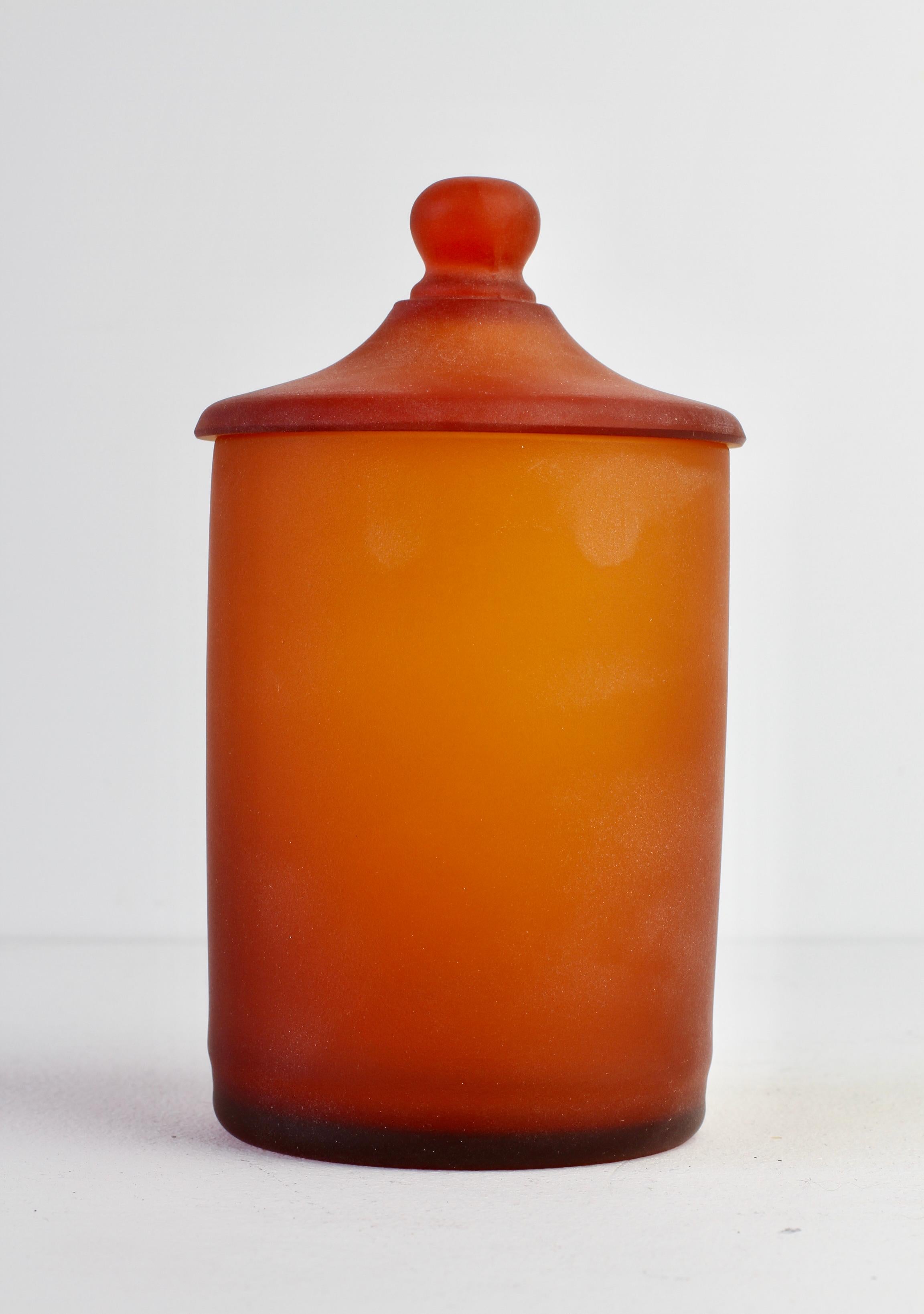 Rare Cenedese Amber 'Corroso' Glass Apothecary Jar with Lid Murano, Italy For Sale 2
