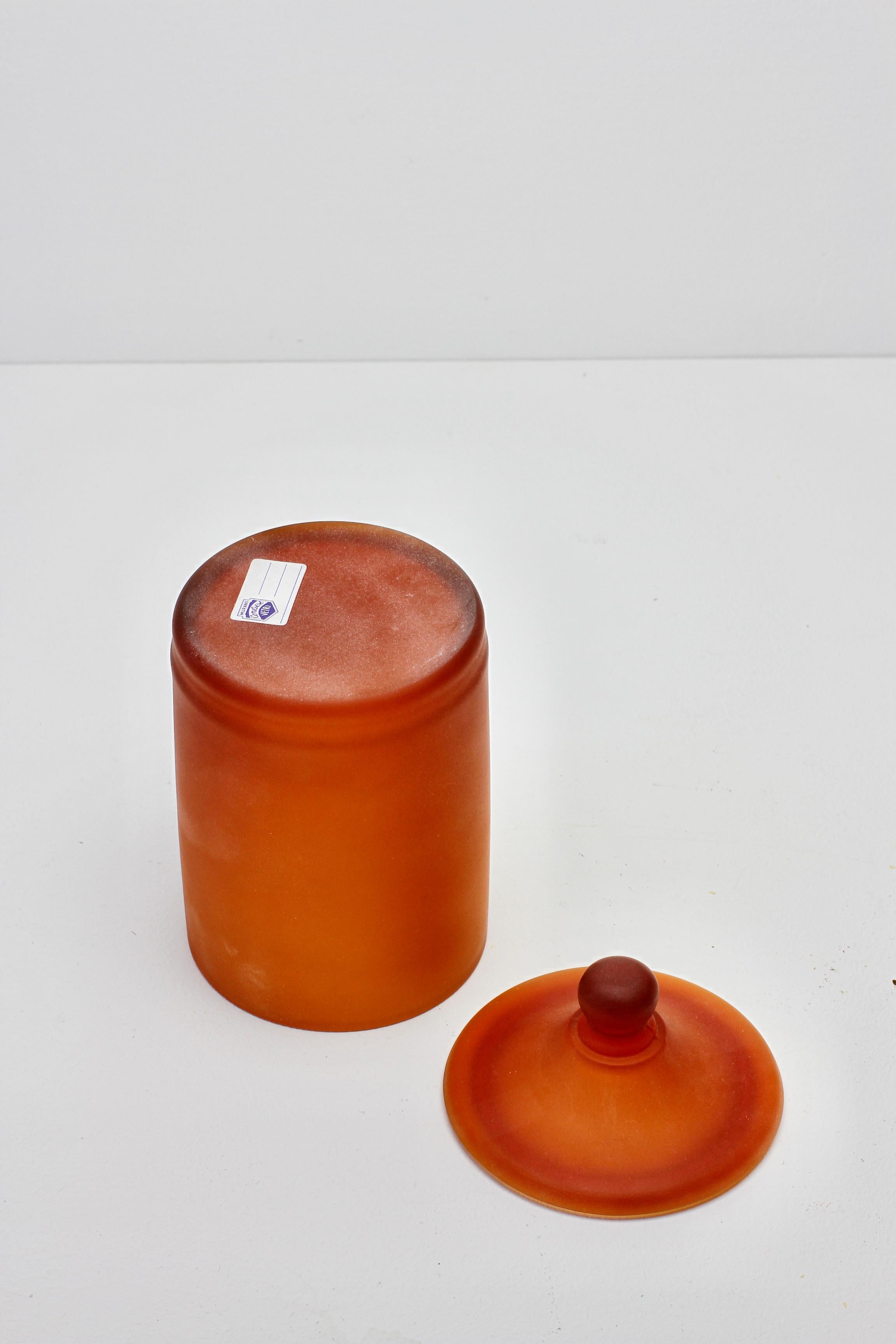 Rare Cenedese Amber 'Corroso' Glass Apothecary Jar with Lid Murano, Italy For Sale 4