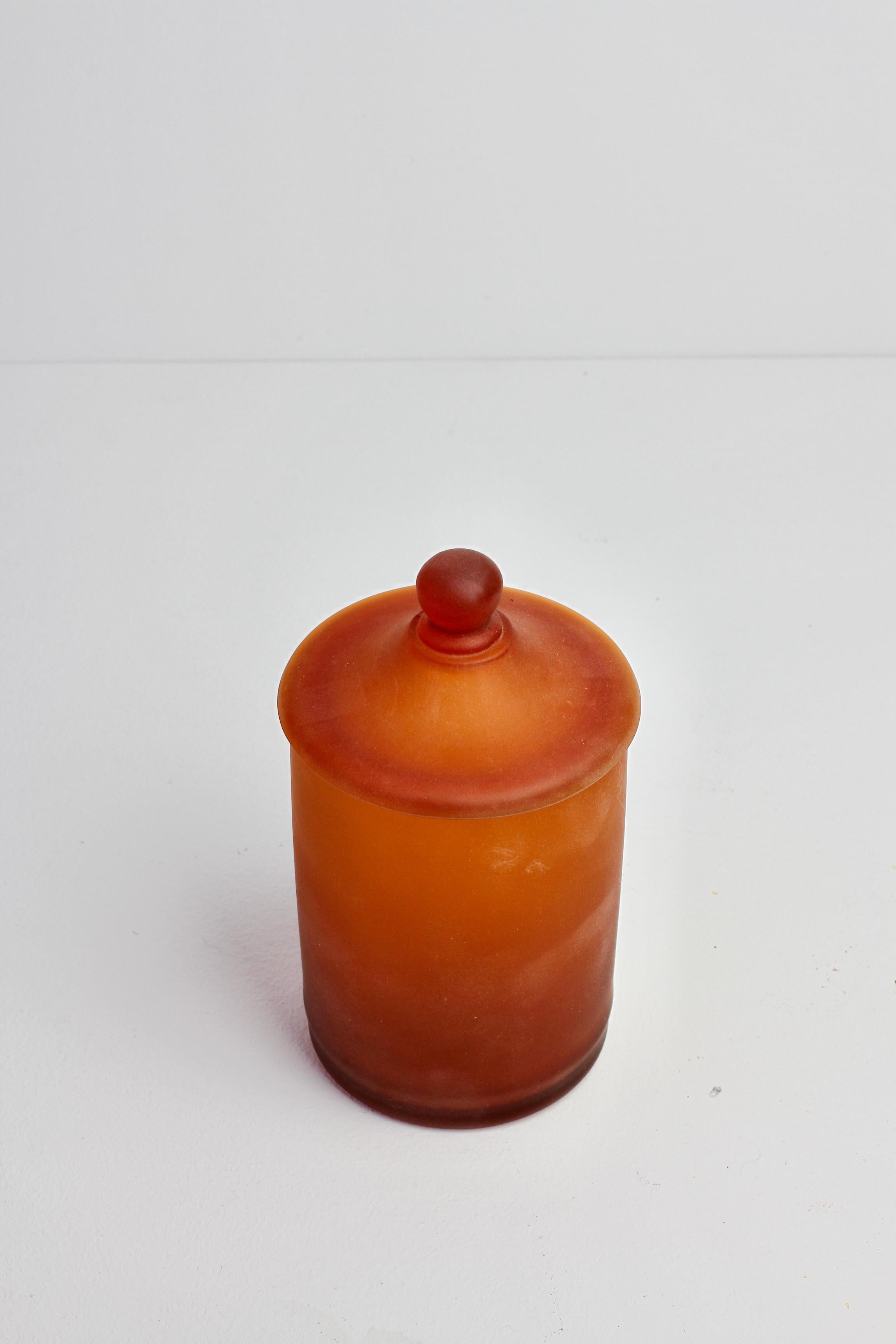Mid-Century Modern Rare Cenedese Amber 'Corroso' Glass Apothecary Jar with Lid Murano, Italy For Sale