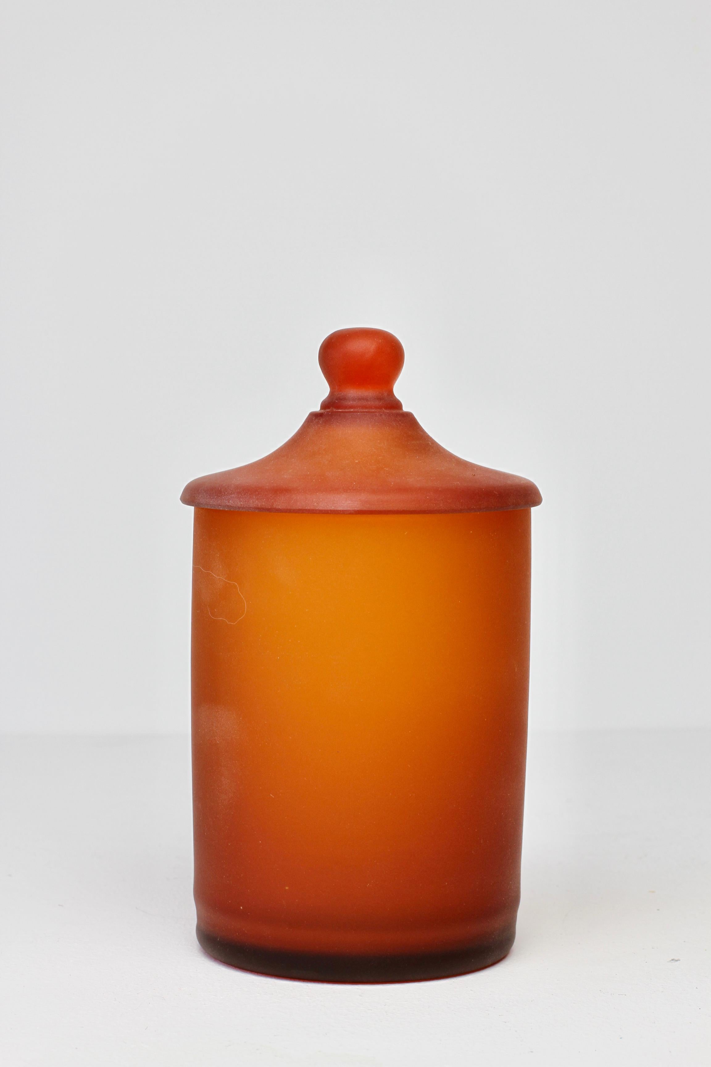 20th Century Rare Cenedese Amber 'Corroso' Glass Apothecary Jar with Lid Murano, Italy For Sale
