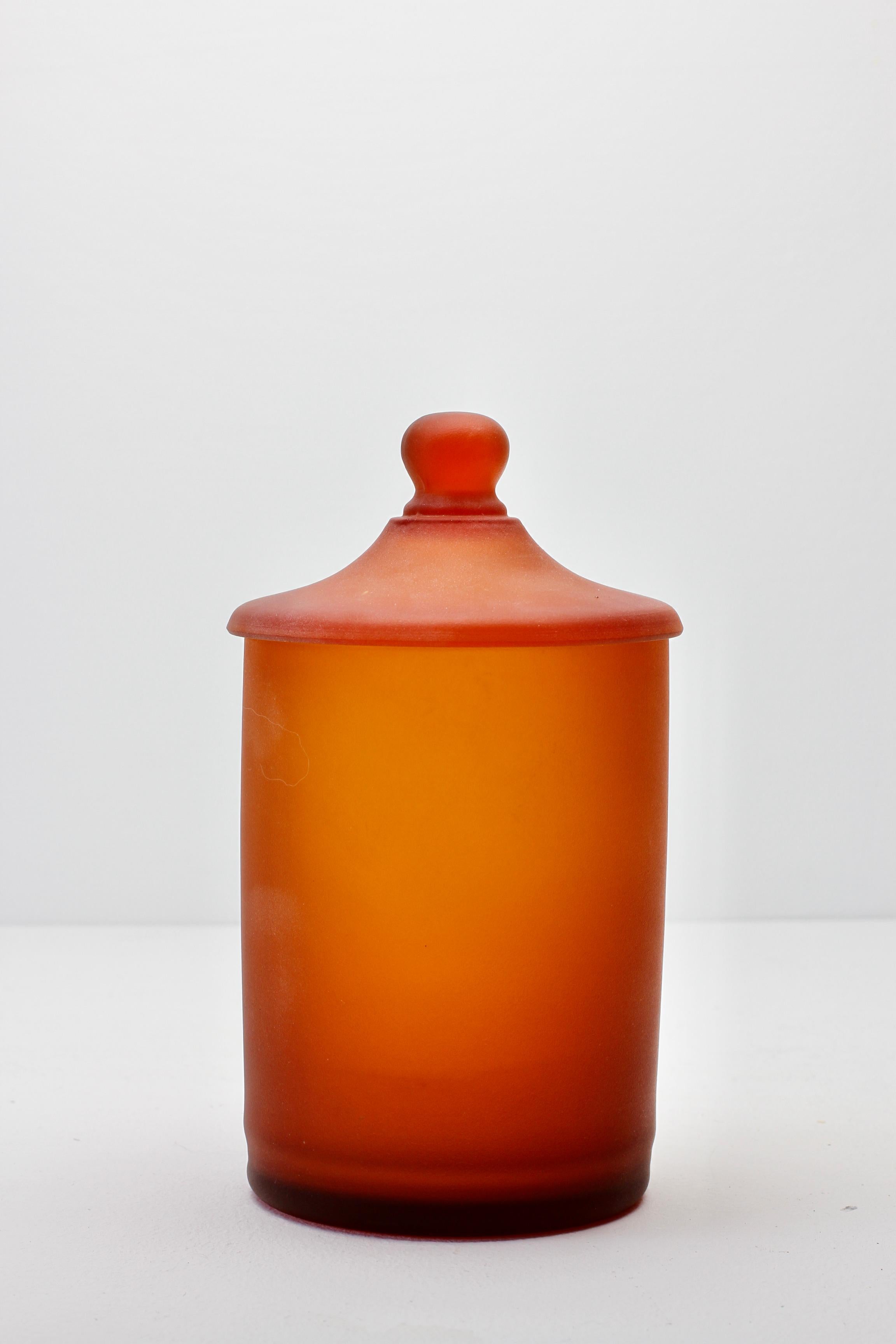 Blown Glass Rare Cenedese Amber 'Corroso' Glass Apothecary Jar with Lid Murano, Italy For Sale