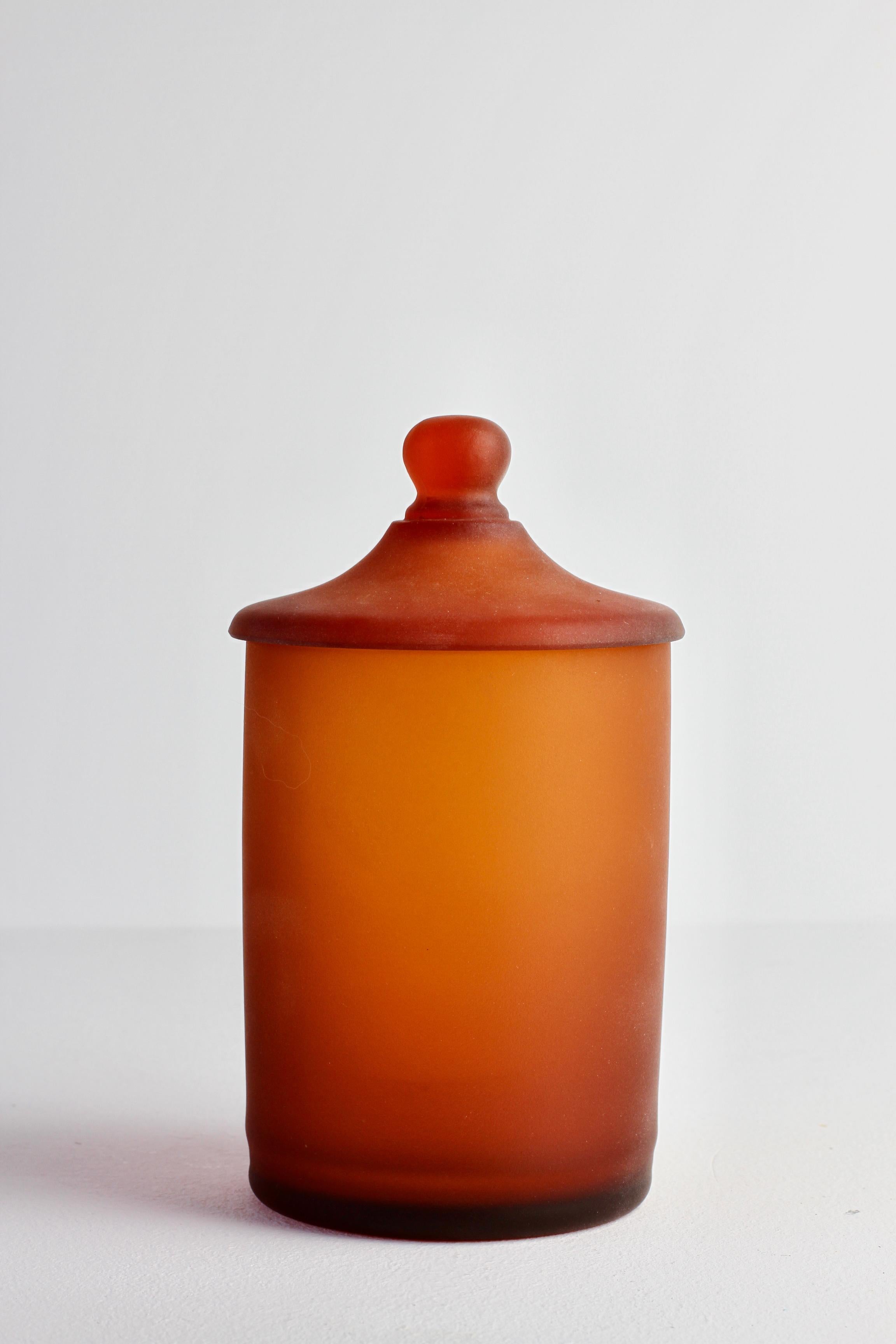 Rare Cenedese Amber 'Corroso' Glass Apothecary Jar with Lid Murano, Italy For Sale 1