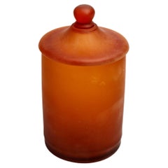 Vintage Rare Cenedese Amber 'Corroso' Glass Apothecary Jar with Lid Murano, Italy