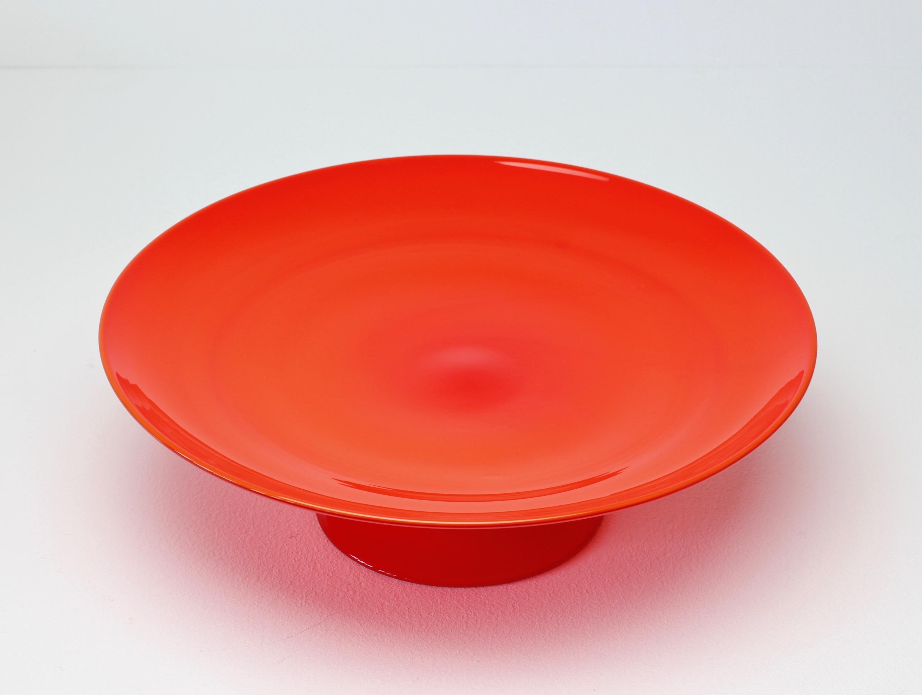vintage red glass cake stand