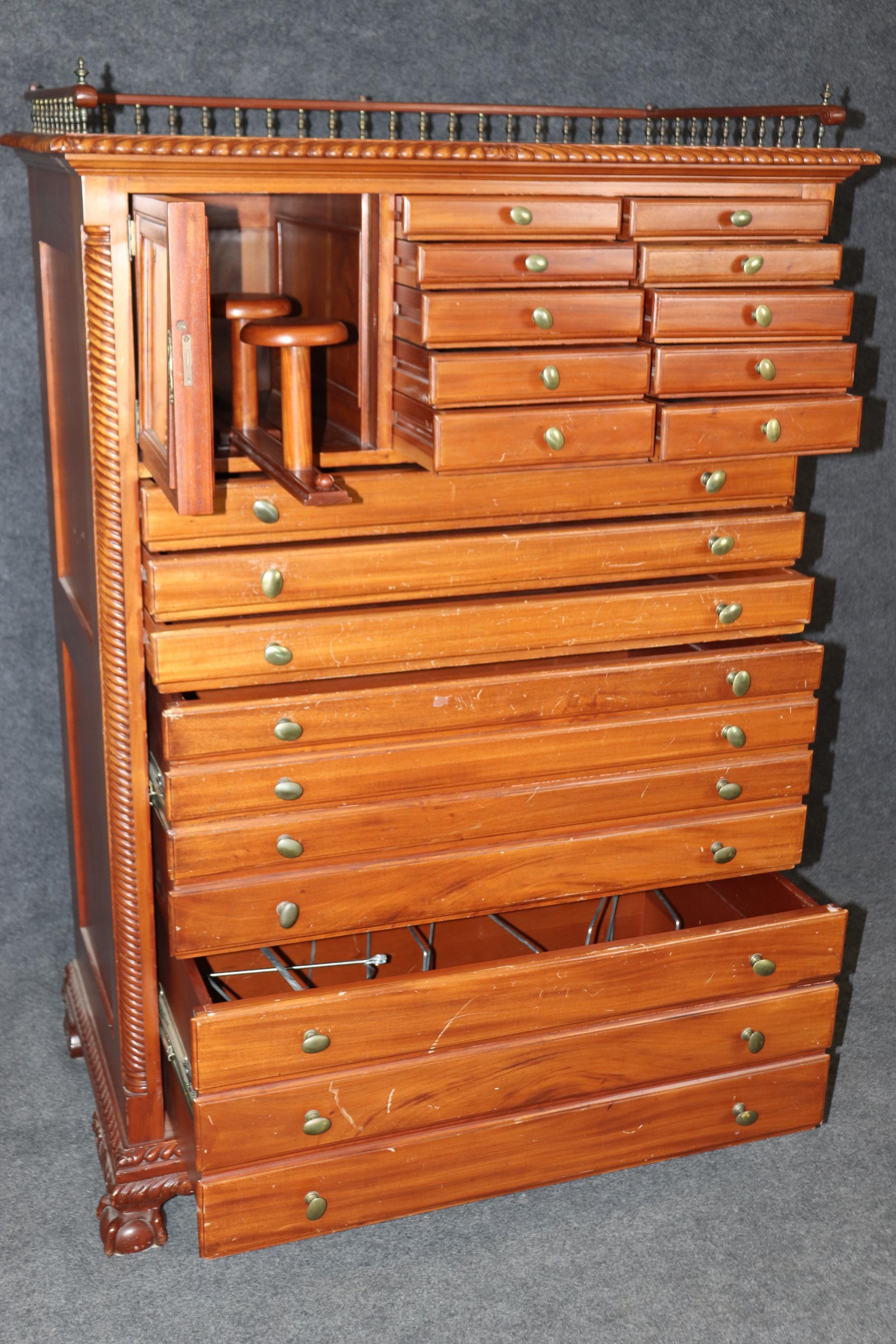 Rare Centennial Walnut Chippendale Style Collector's Dental Cabinet circa 1876 In Good Condition In Swedesboro, NJ
