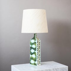 Rare Ceramic Alessio Tasca Table Lamp, Italy, 1960. Green White Fish Raymor