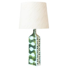 Rare Ceramic Alessio Tasca Table Lamp, Italy, 1960. Green White Fish Raymor