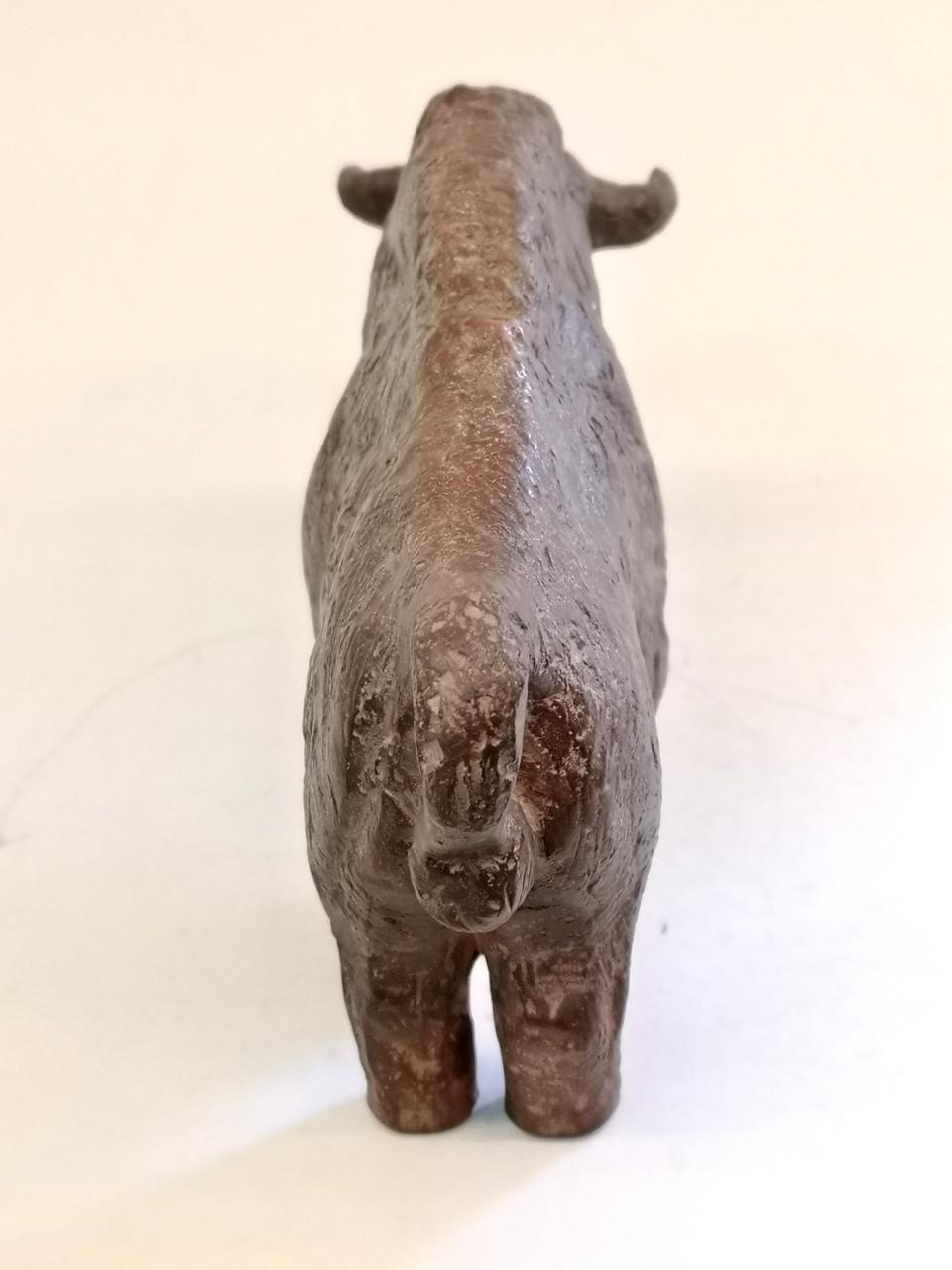 Mid-Century Modern Rare Ceramic Bison Sculpture, by Sculptist Mihaly, 1960s