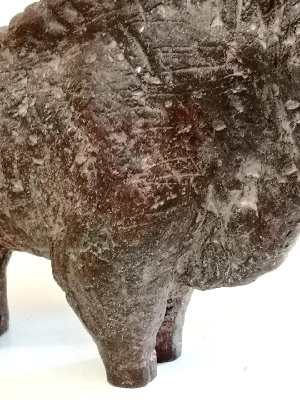 Rare Ceramic Bison Sculpture, by Sculptist Mihaly, 1960s 1