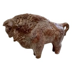 Rare Ceramic Bison Sculpture, by Sculptist Mihaly, 1960s