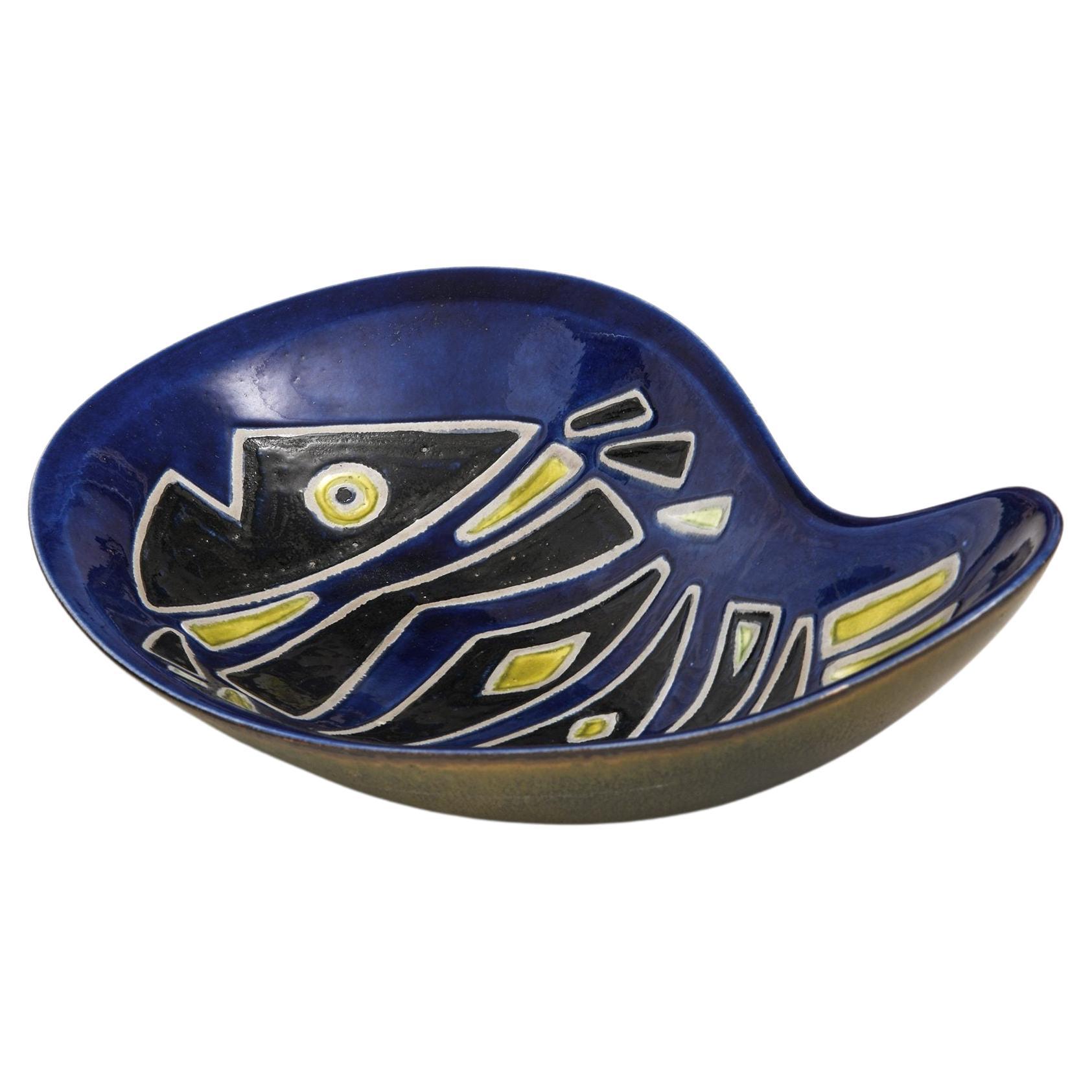 Rare Ceramic Bowl / Tray by Carl-Harry Stålhane, 1950’s For Sale