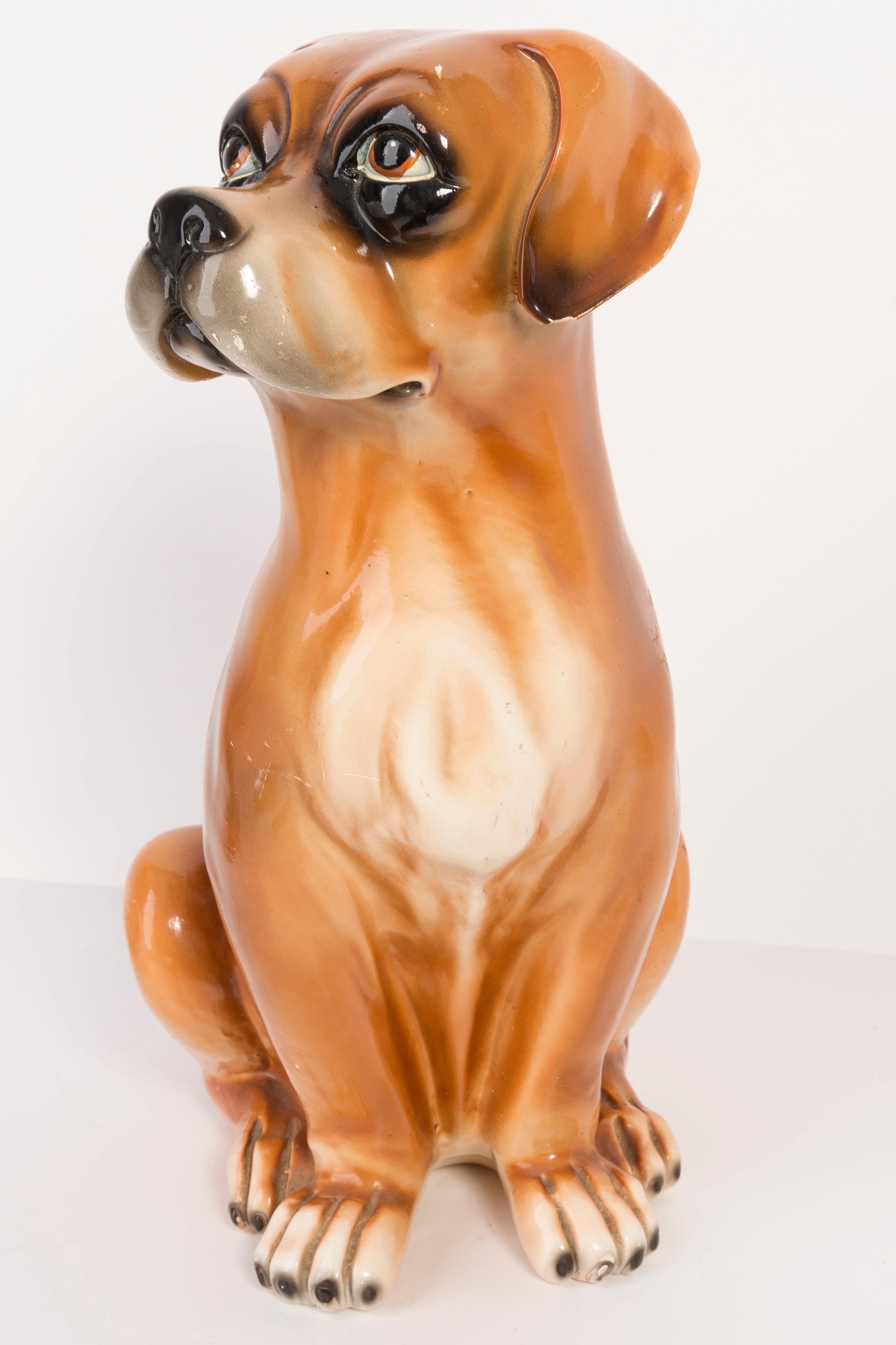 Seltene Keramik-Boxerhund-Deko-Skulptur, Italien, 1960er Jahre (Moderne der Mitte des Jahrhunderts) im Angebot