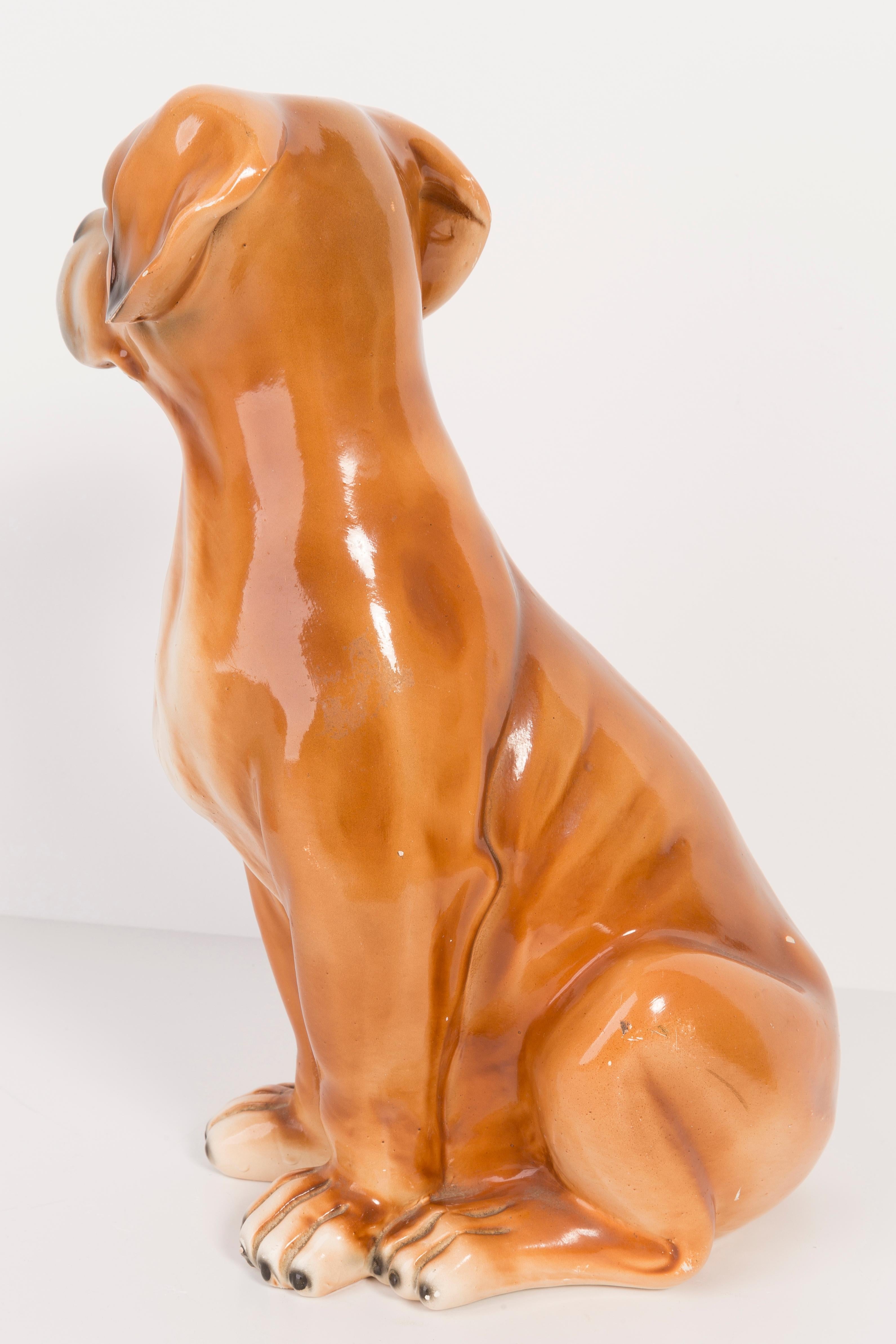 Mid-Century Modern Rare Ceramic Boxer Dog Decorative Sculpture, Italy, 1960s For Sale