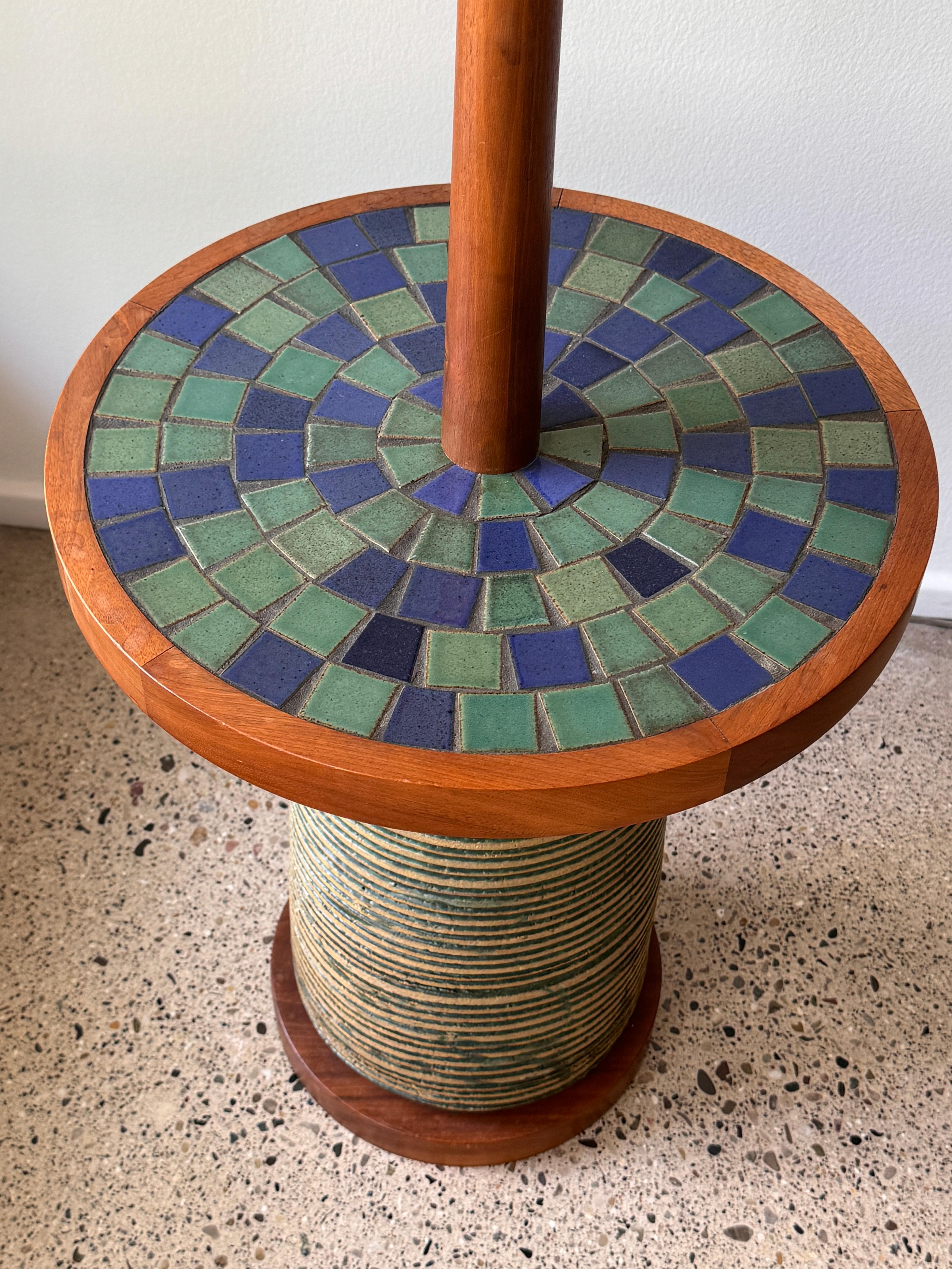 Mid-Century Modern Rare Ceramic Floor Lamp w/ Mosaic Table by Gordon & Jane Martz Marshall Studios For Sale