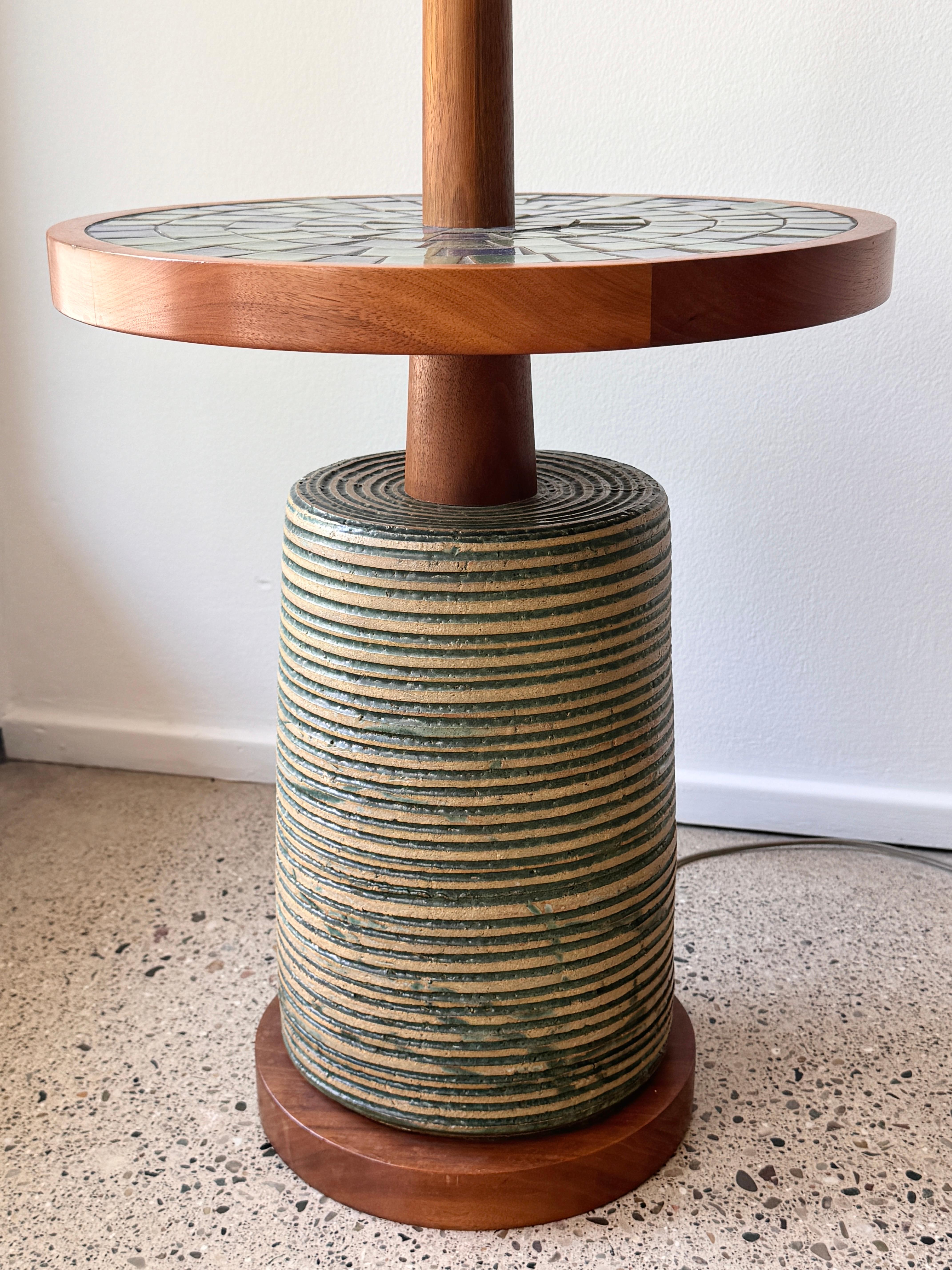 Jane and Gordon Martz Rare Ceramic Base Floor Lamp with Mosaic Tile Table 1960s In Good Condition In Troy, MI