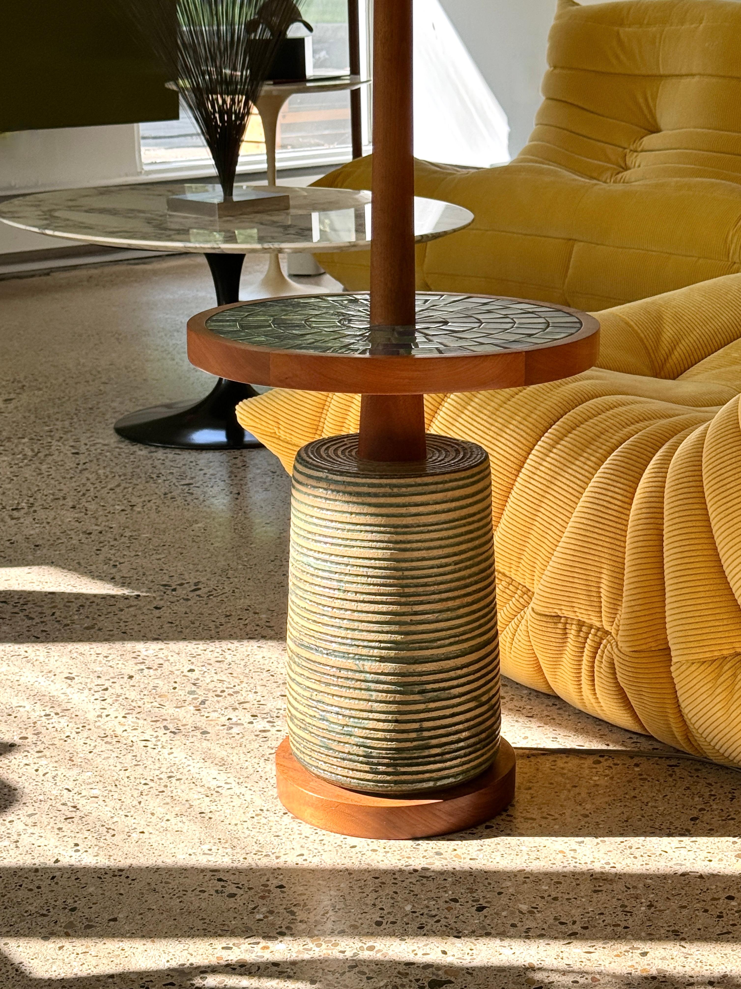 Jane and Gordon Martz Rare Ceramic Base Floor Lamp with Mosaic Tile Table 1960s 2