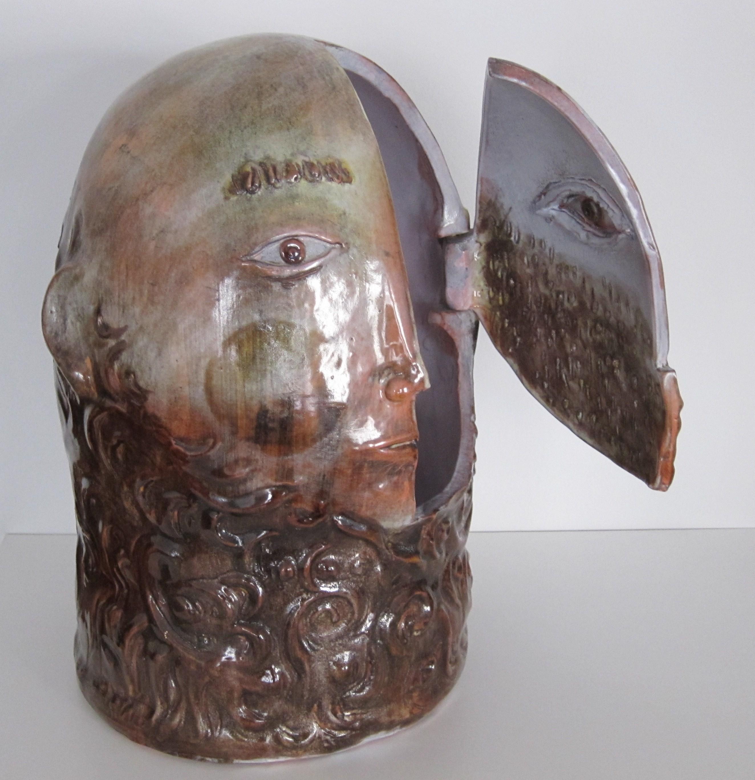French Rare Ceramic Head as a Box, by Cloutier Brothers, 1959 For Sale