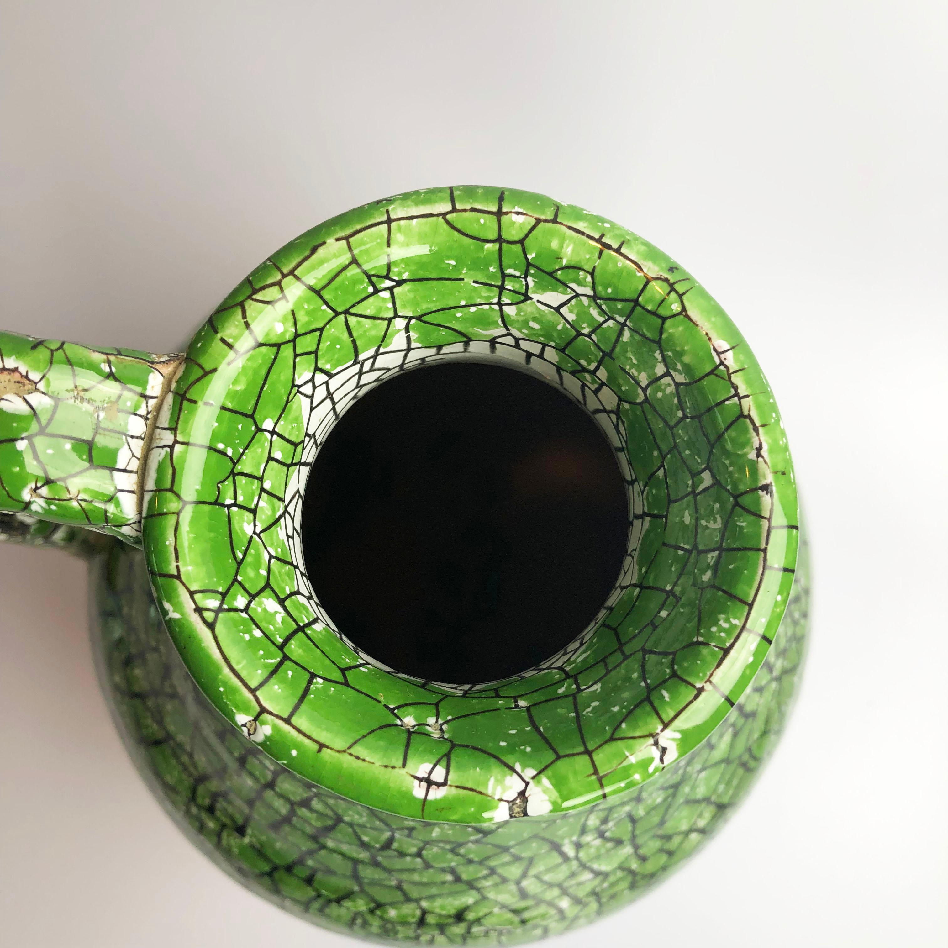 Mexican Rare Ceramic Jar in Crackle Glaze Technique For Sale