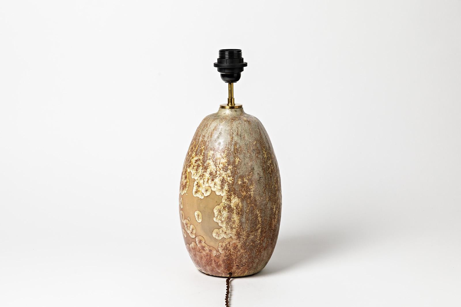 Beaux Arts Rare Ceramic Lamp by Pierre-Adrien Dalpayrat with Crystallization Decoration