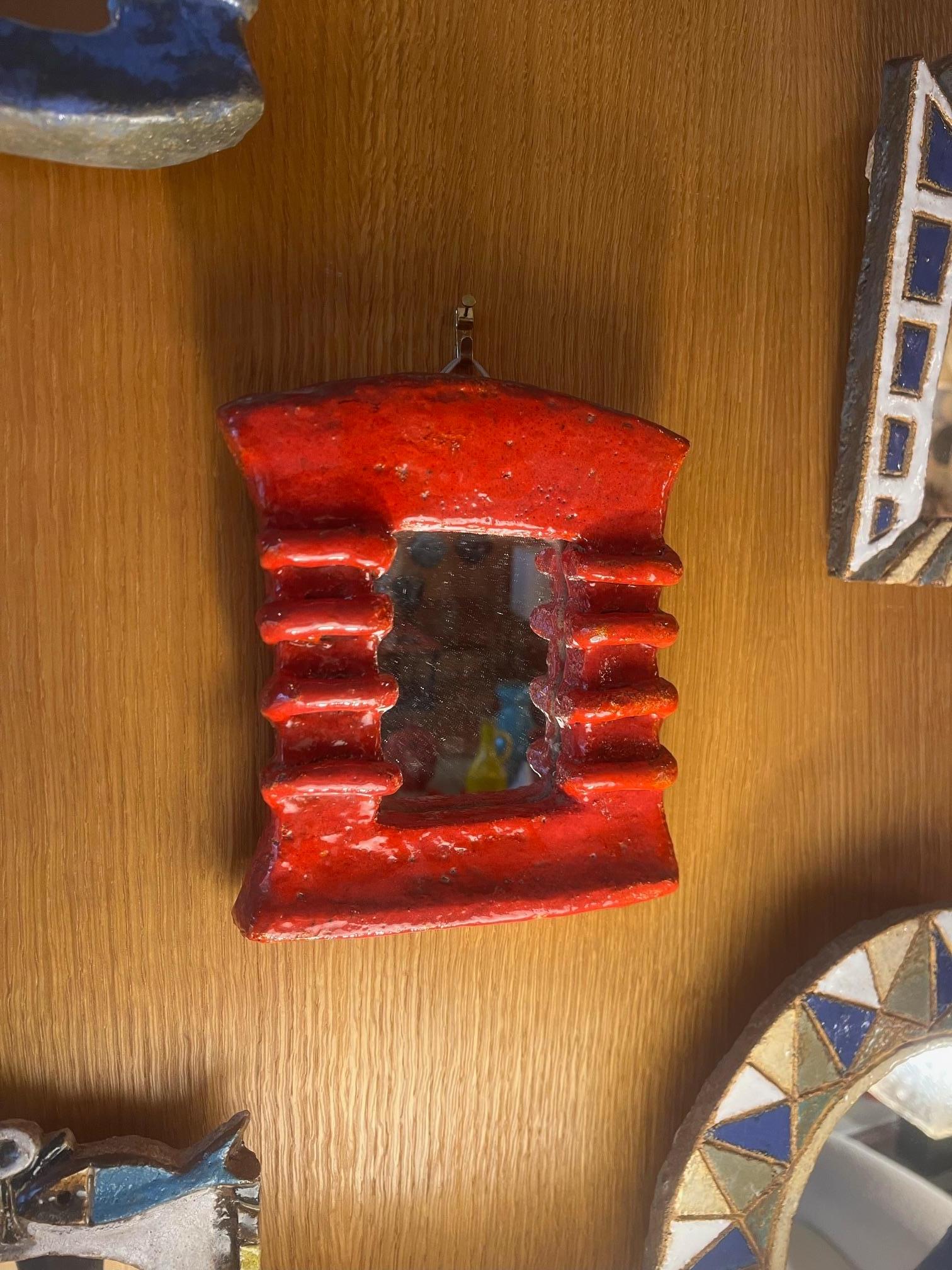 Rare ceramic mirror by les Argonautes, France 1960's In Good Condition For Sale In Paris, FR
