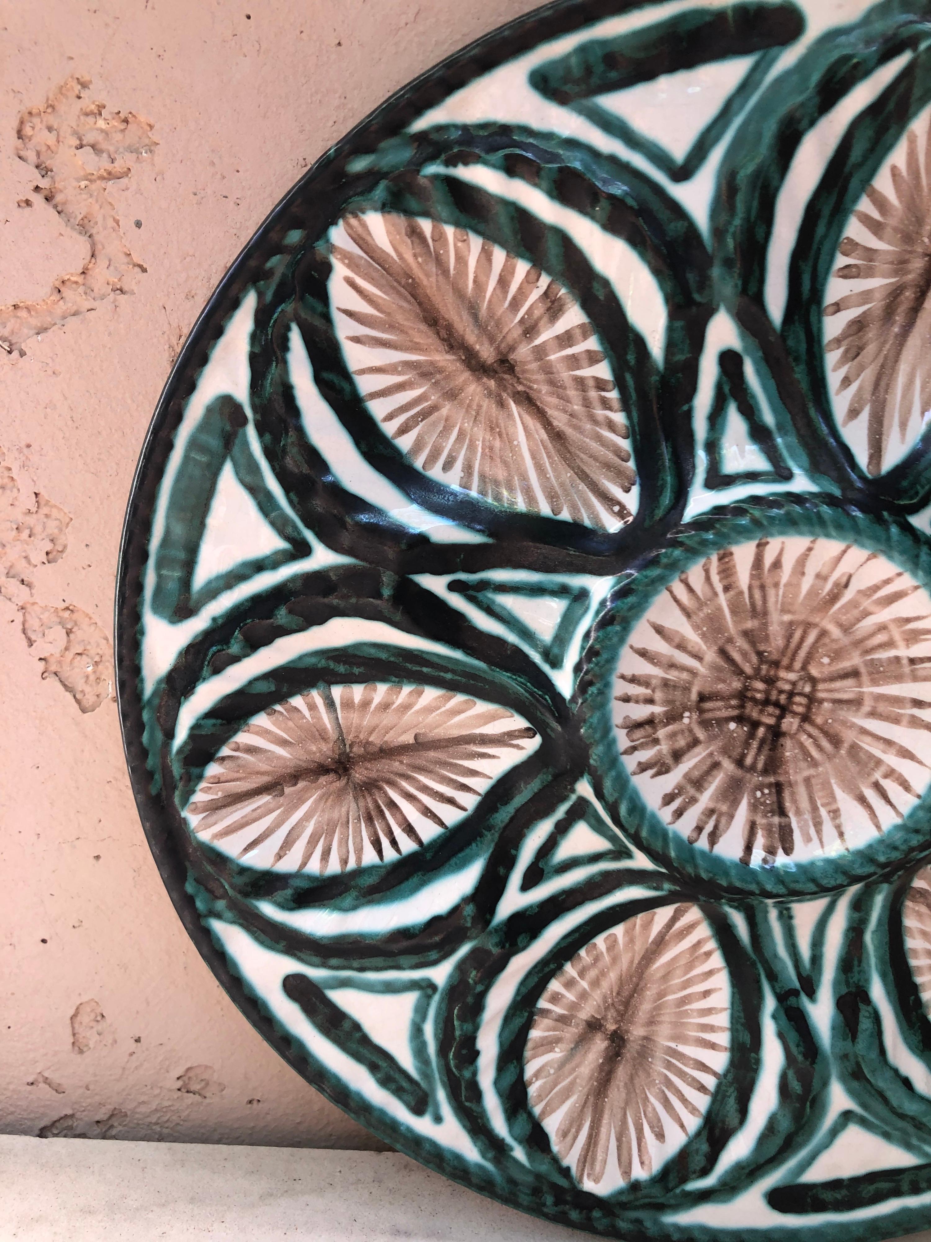 Mid-Century Modern Mid-Century Rare Ceramic Oyster Plate Robert Picault Vallauris 