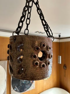 Lampe à suspension en céramique rare de Juliette Derel, France, années 1960