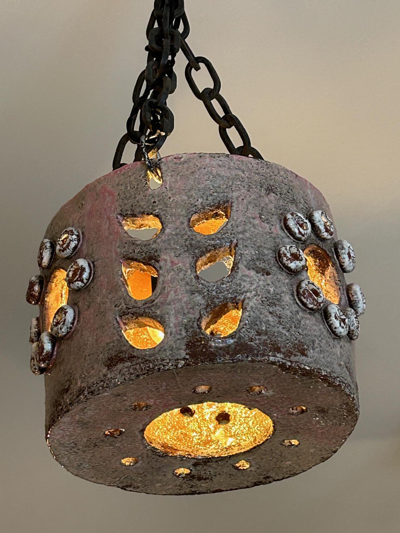 Lampe à suspension en céramique rare de Juliette Derel, France, années 1960 Bon état à Paris, FR