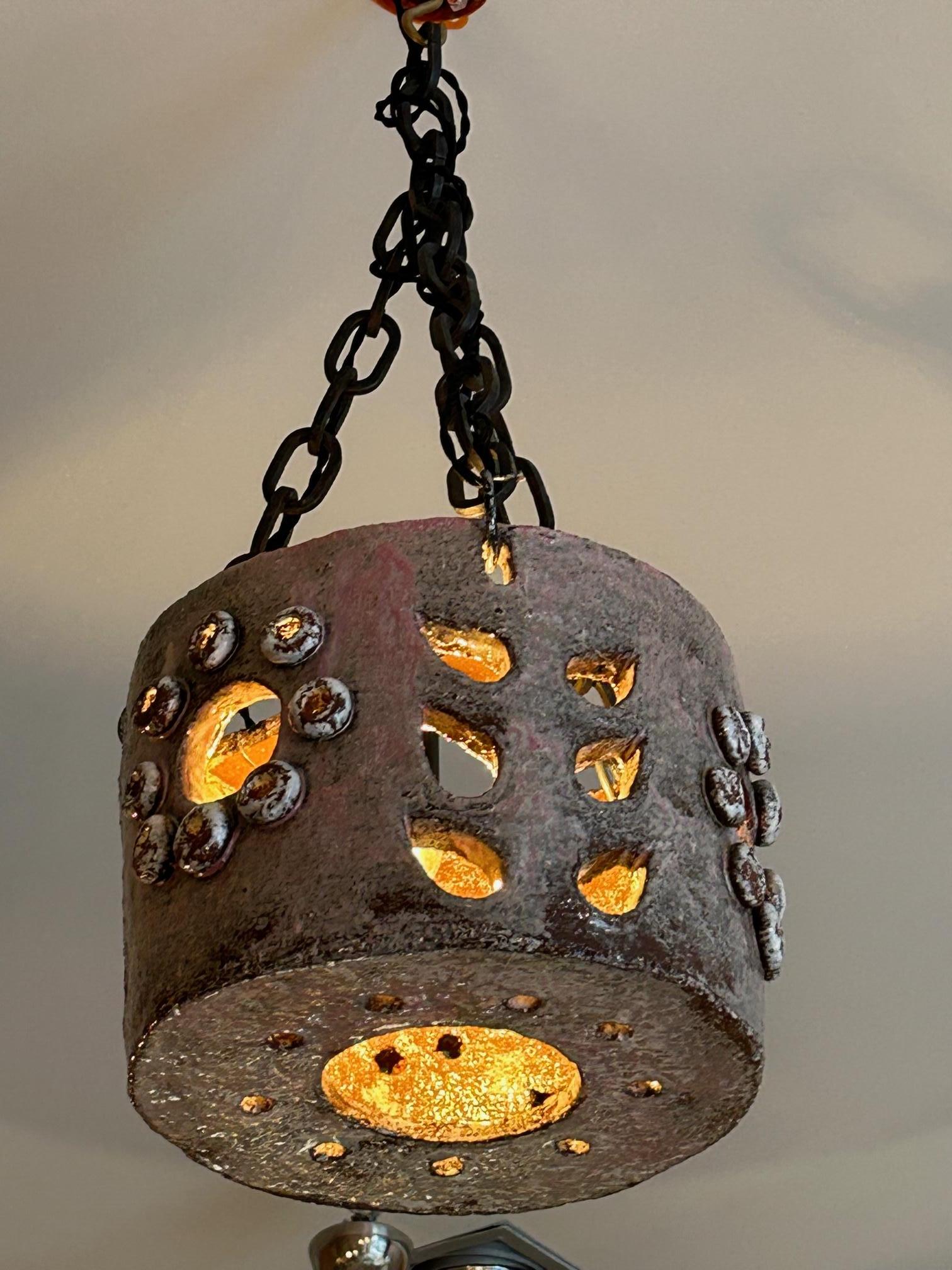 Mid-20th Century Rare Ceramic Pending Light by Juliette Derel, France, 1960s