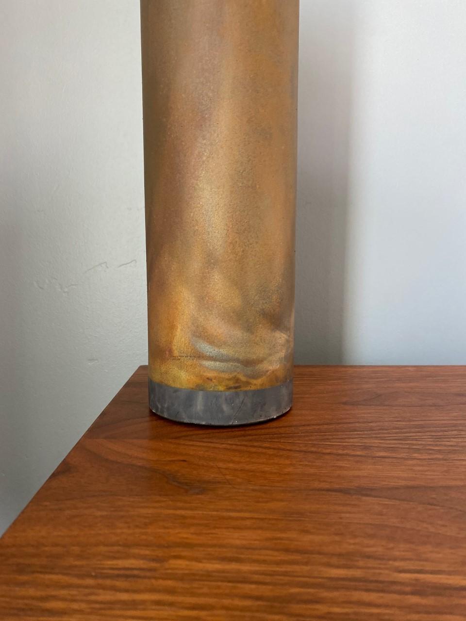 Folk Art Rare Ceramic Rust Column Vase