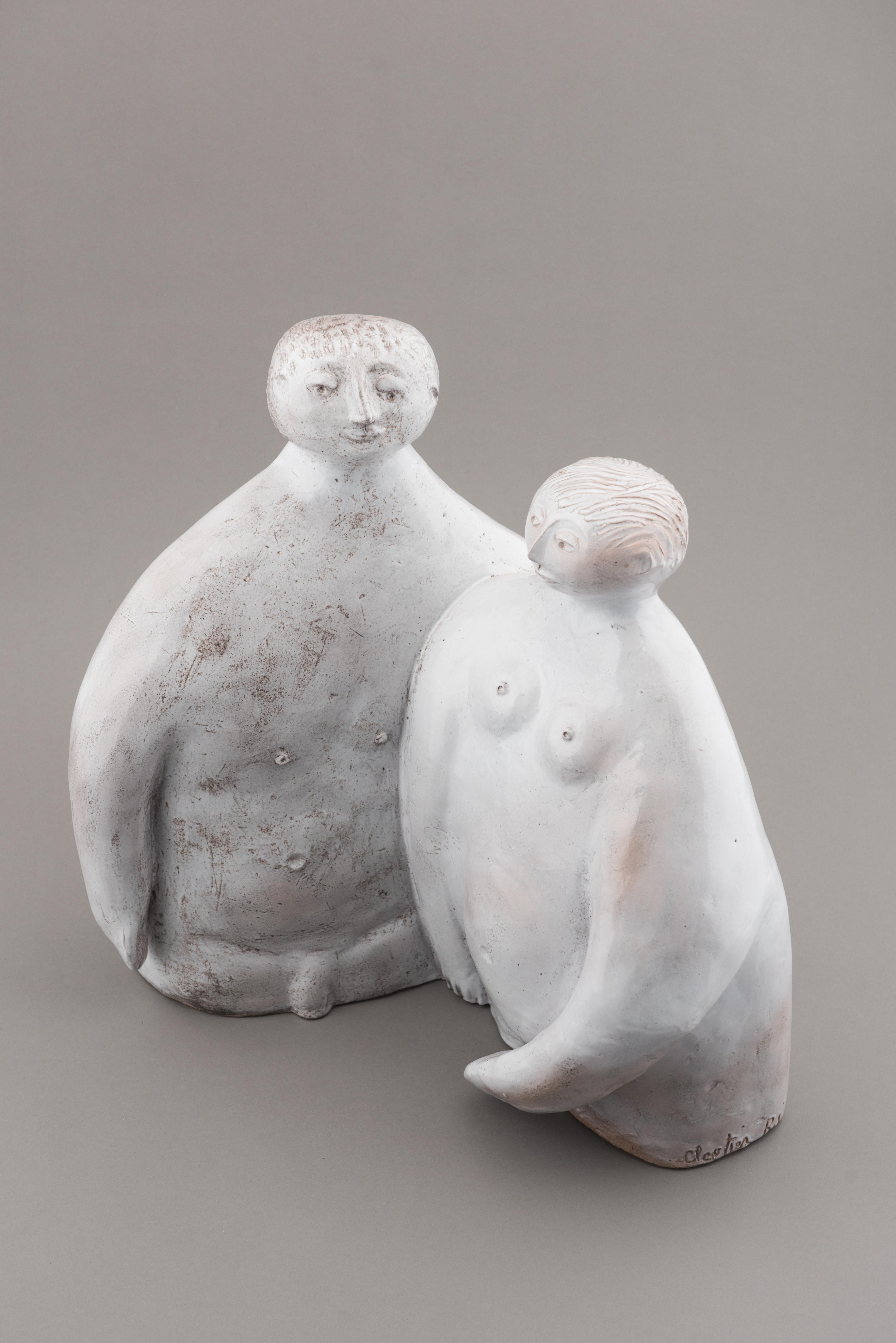 Rare Ceramic Sculpture of a couple by the Cloutier brothers For Sale 2
