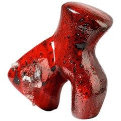 Rare Ceramic Sculpture with Red Glaze Decoration by Tim Orr