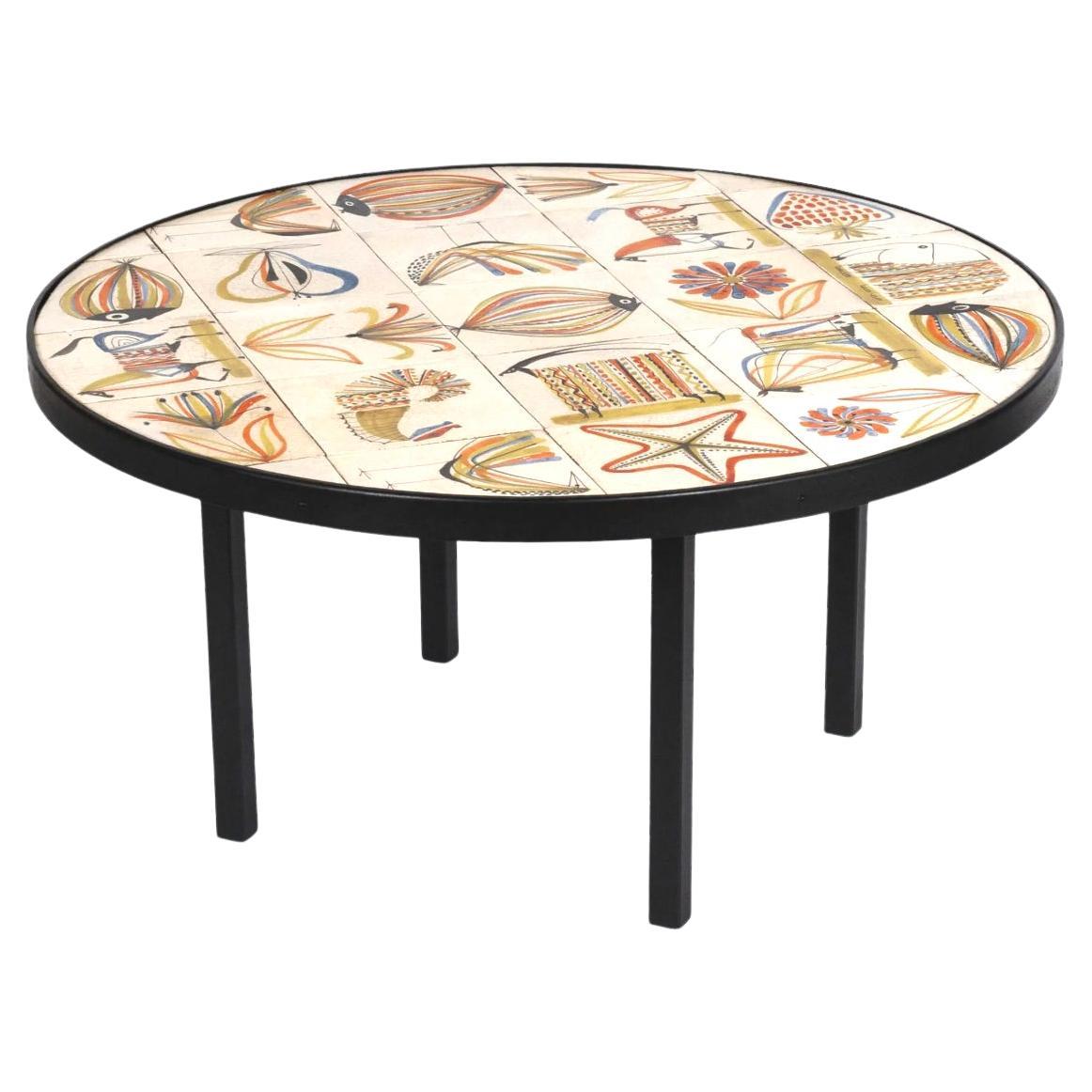 Rare ceramic table by Roger Capron, circa 1960, Vallauris, France.  For Sale