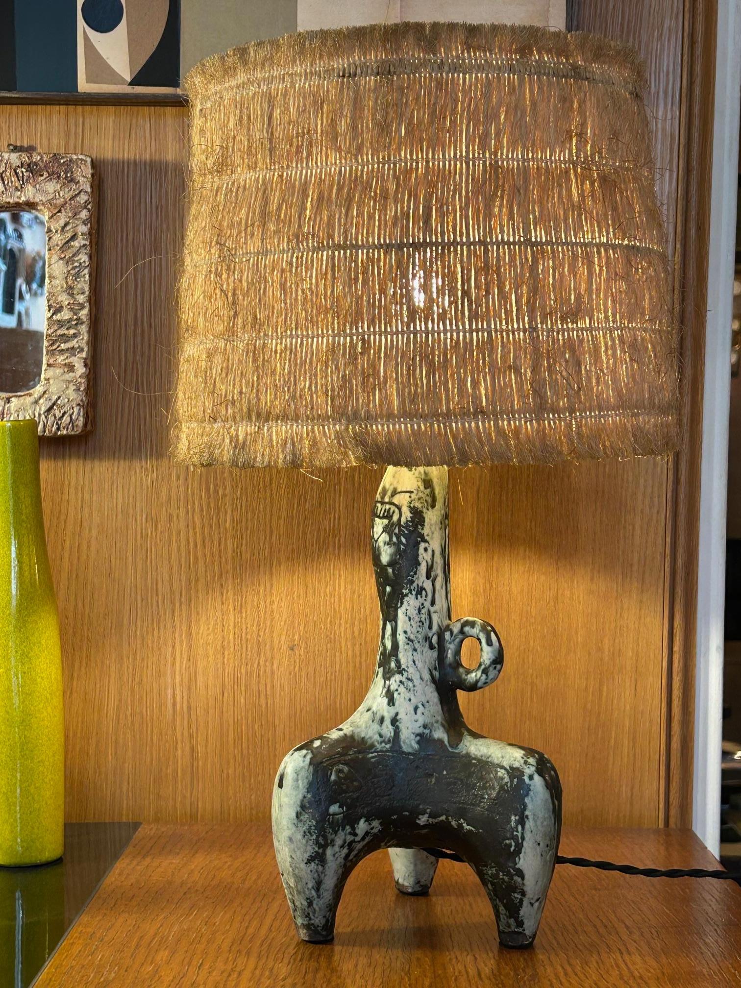 ceramic table lamp by Jacques Blin, signed, 1960's 