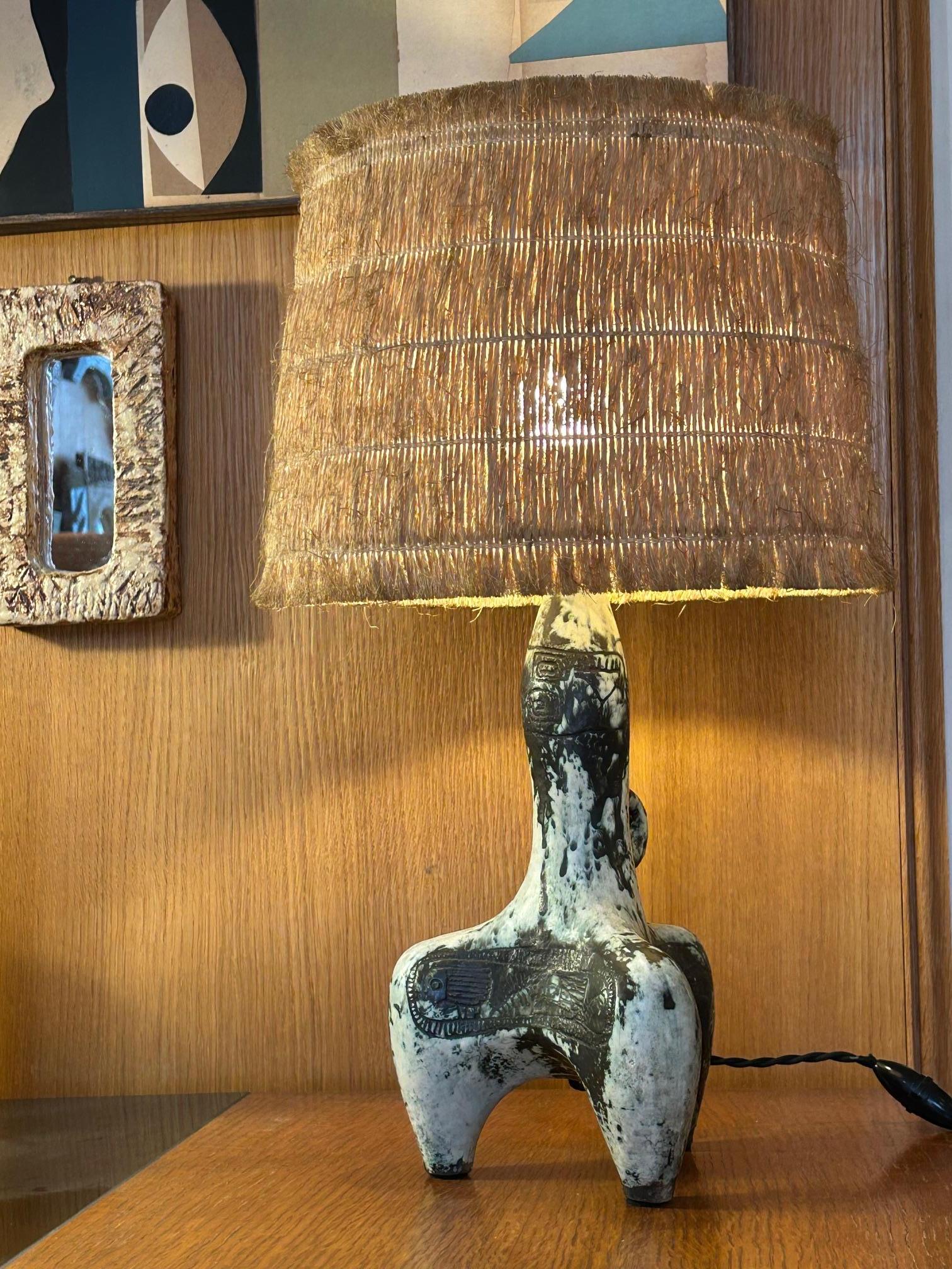 Rare ceramic table lamp by Jacques Blin, France, 1960's Francés en venta