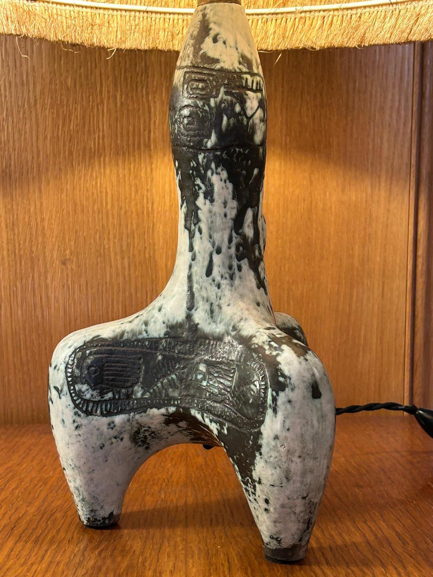 Rare ceramic table lamp by Jacques Blin, France, 1960's Hecho a mano en venta