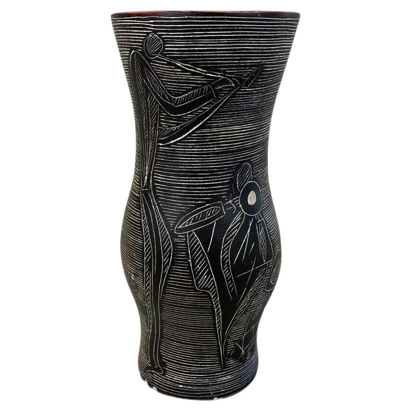 rare Ceramic Vase  by Jean De Lespinasse, (1896-1979)  France, 1960s