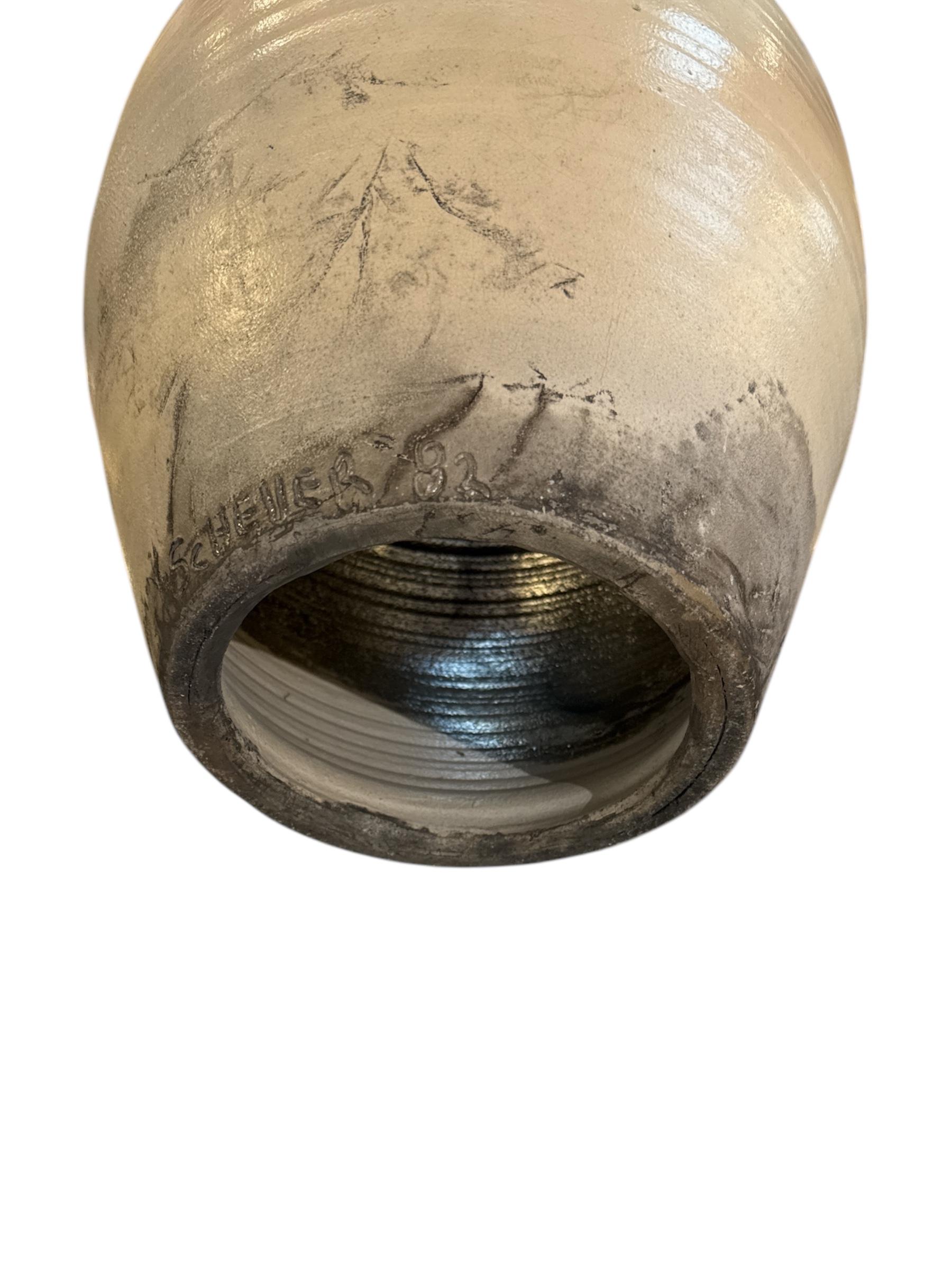 American Rare Ceramic Vase Signed by Scheller With an Open Bottom For Sale