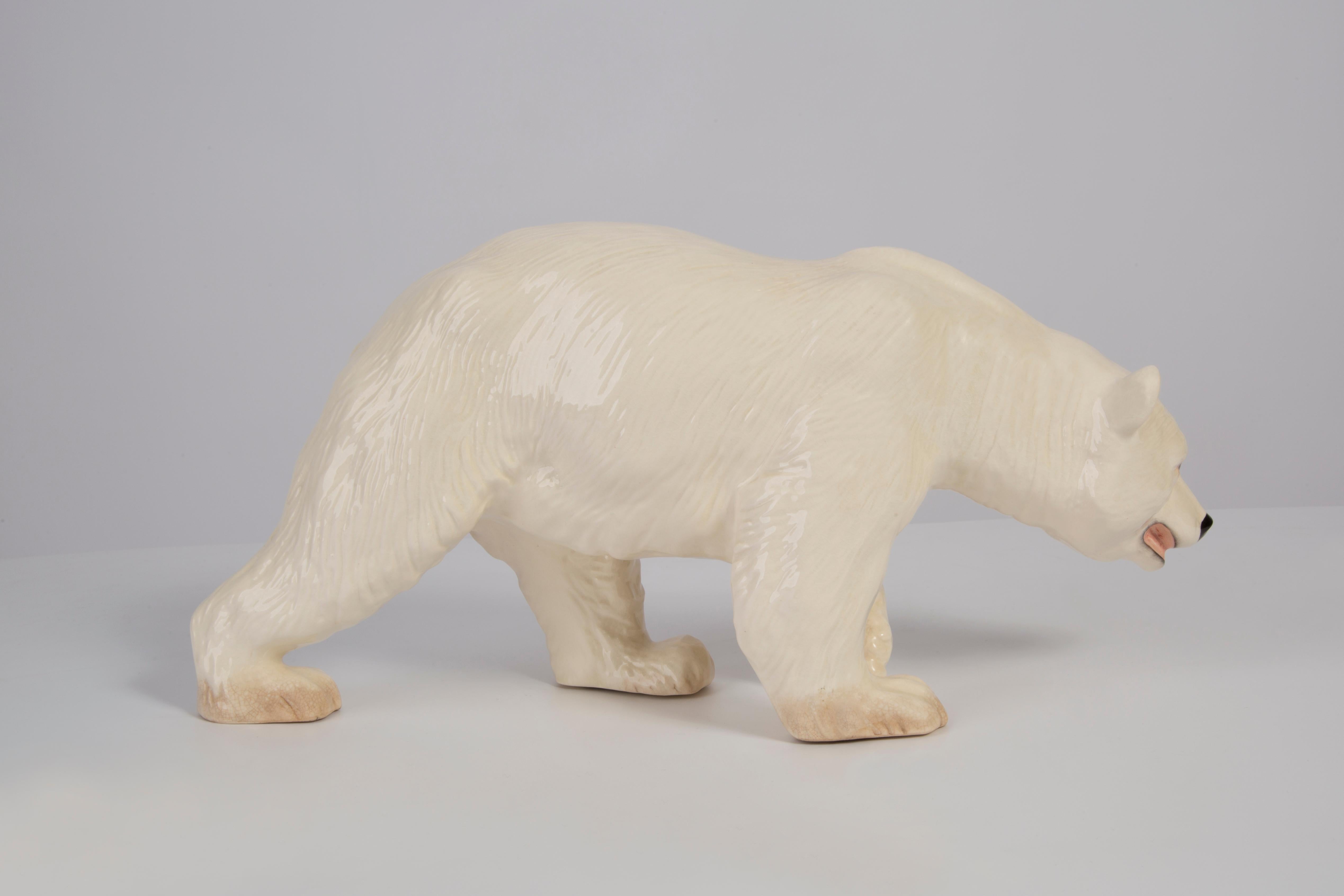 Italian Rare Ceramic White Polar Bear Decorative Sculpture, Germany, 1960s