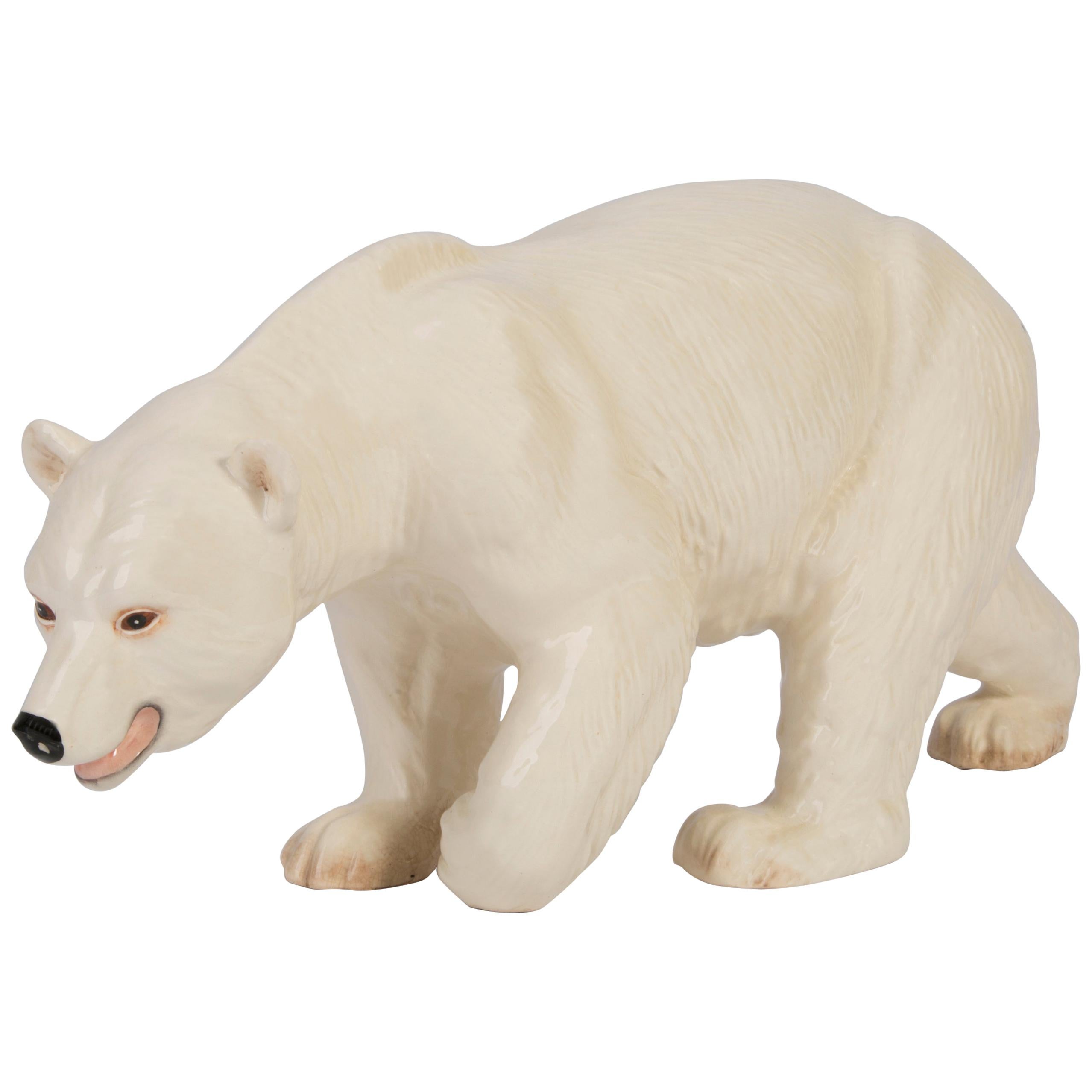 Rare Ceramic White Polar Bear Decorative Sculpture, Germany, 1960s