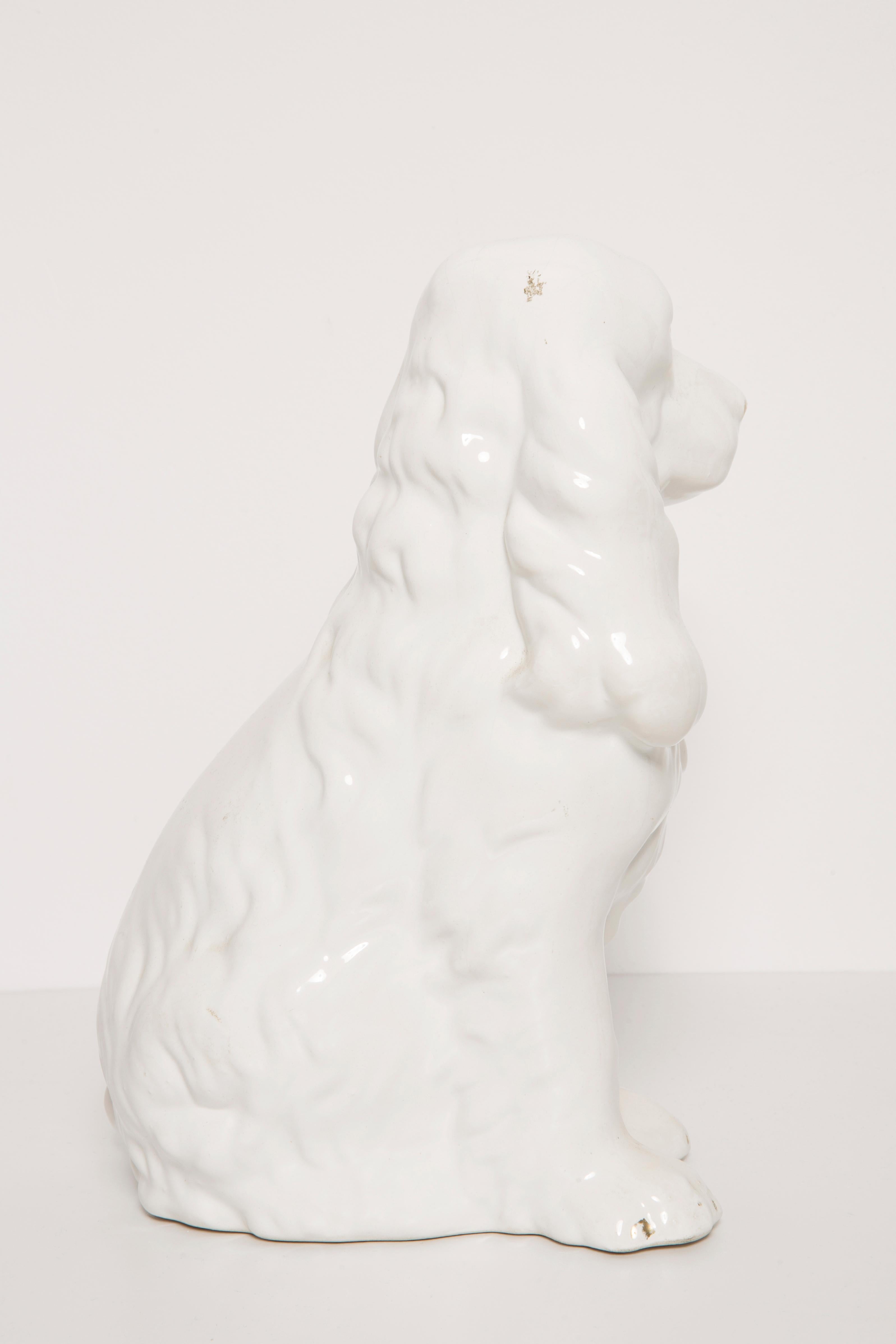 Rare Ceramic White Small Spaniel Dog Decorative Sculpture, Italy, 1960s For Sale 1