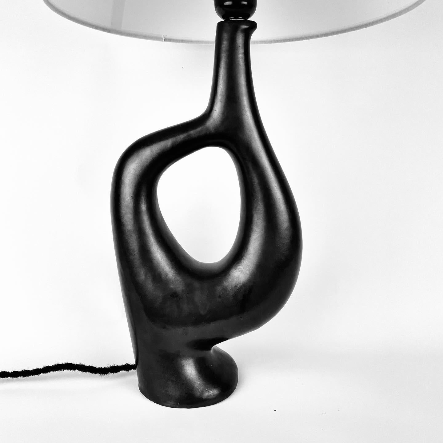 Seltener zoomorpher Lampenfuß aus Keramik von André Aleth Masson, um 1950, Frankreich (Glasiert) im Angebot