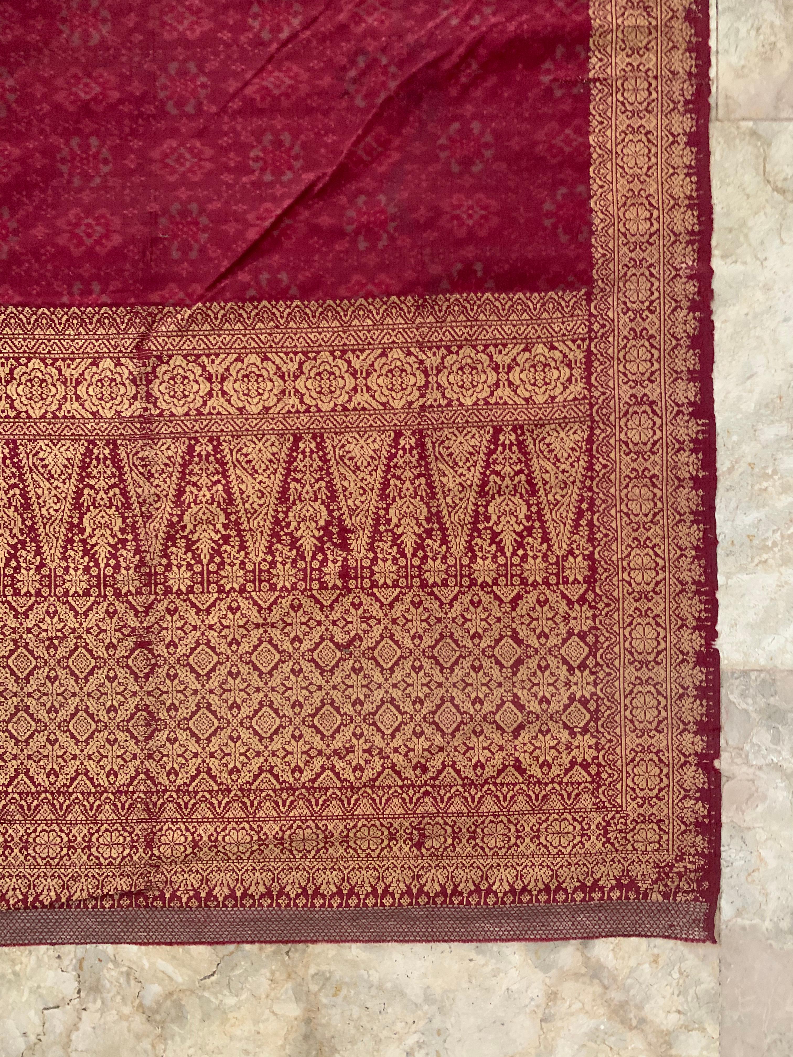 Ceremonial Silk Ikat from Sumatra with Stunning Motifs and Gold Leaf Detail 1