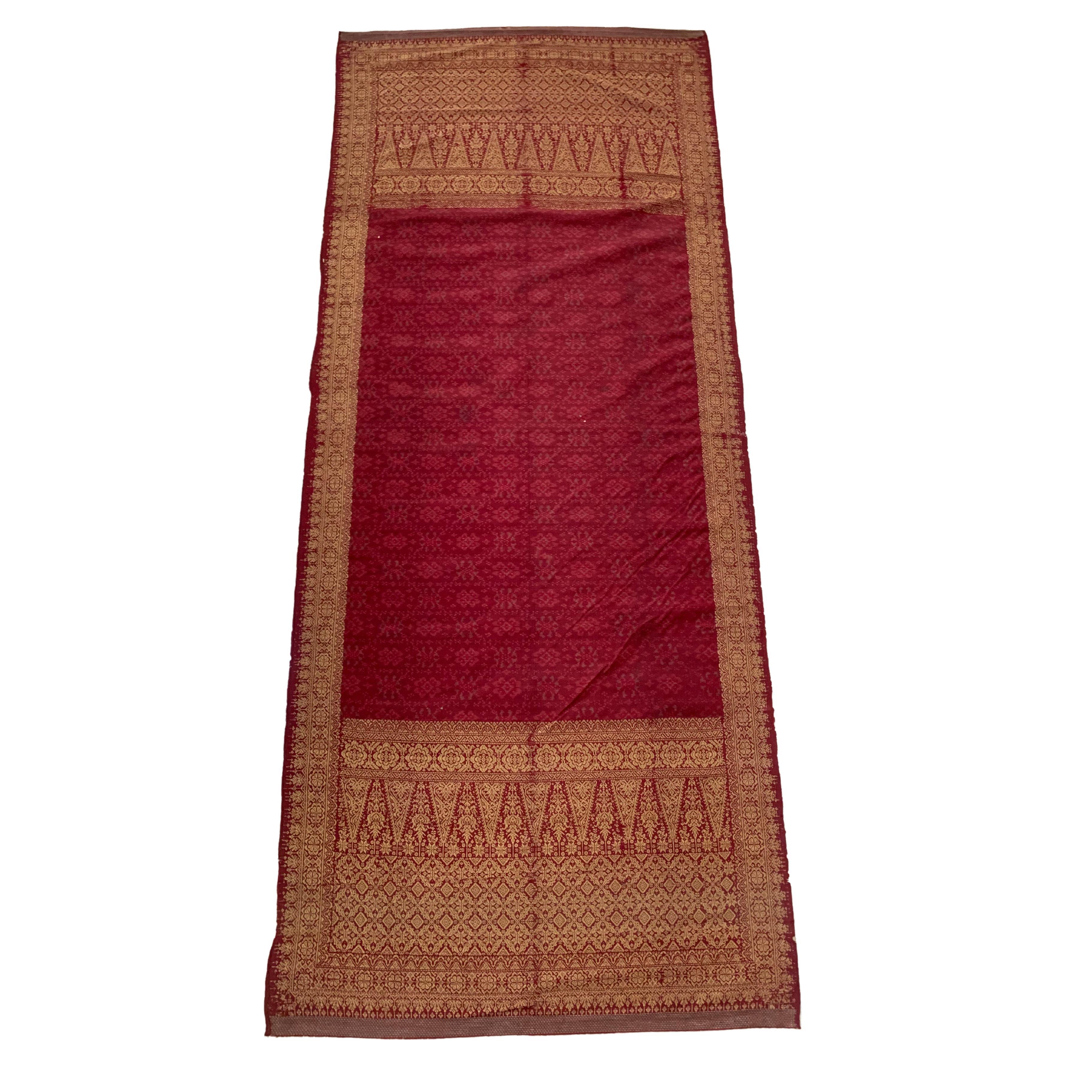 Ceremonial Silk Ikat from Sumatra with Stunning Motifs and Gold Leaf Detail
