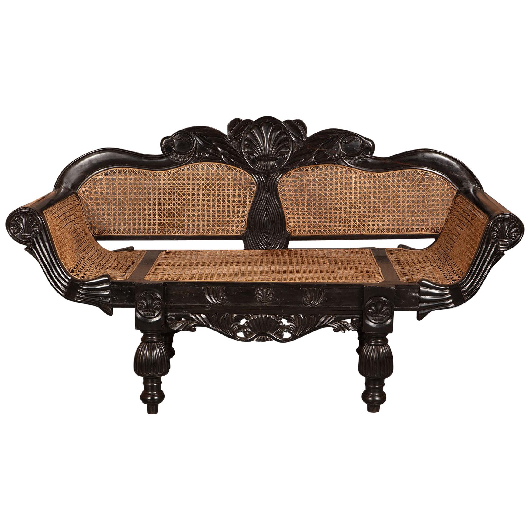 Rare Ceylonese Ebony Window Seat