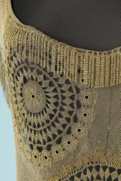 Rare chain mail with metalic lace insert and fringes evening dress Circa 1930