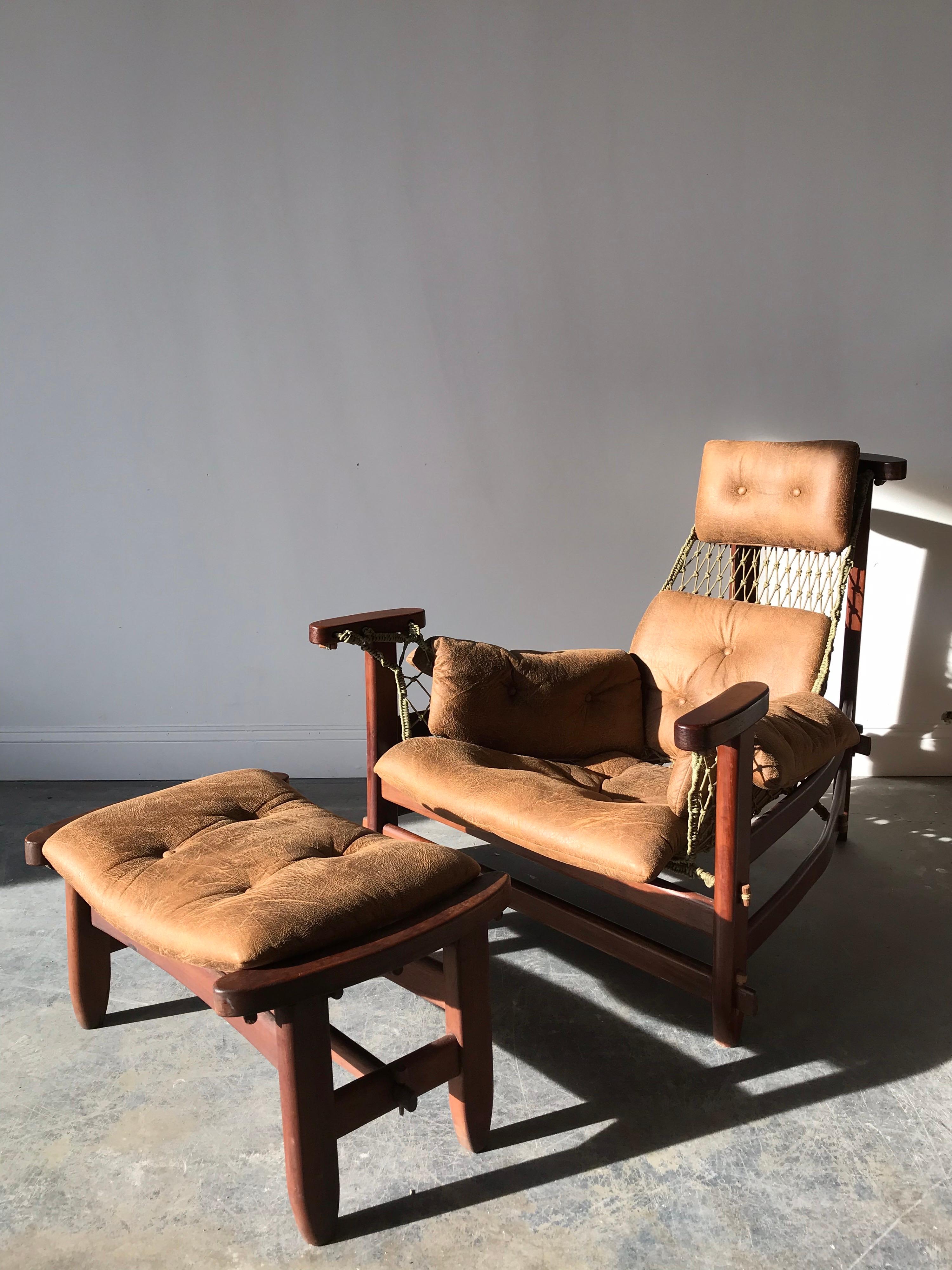 Rare Jangada Chair and Ottoman by Jean Gillon 2