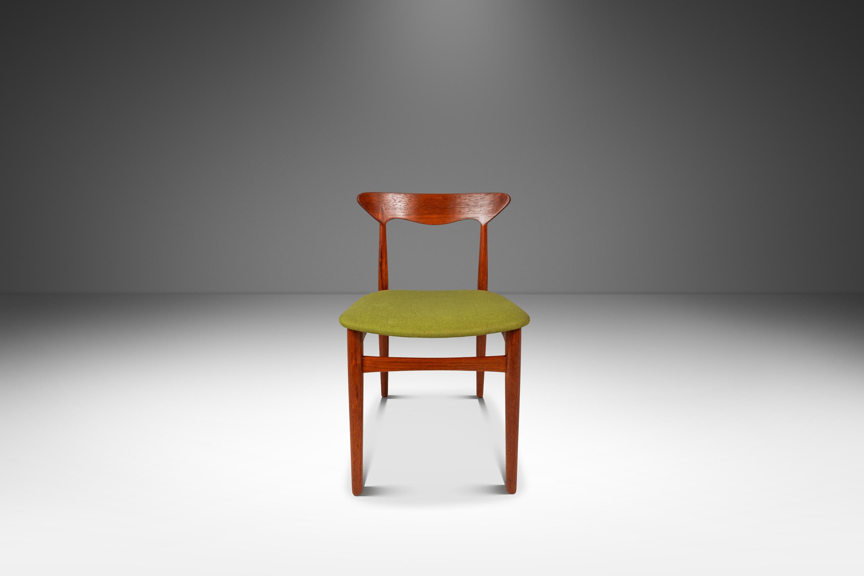 Introducing a rare side chair attributed to Knud Færch for Slagelse Møbelvaerk in stunning original condition. Featuring incredible joinery, a solid teak construction and the original fabric this chair is ideal for collectors searching for the