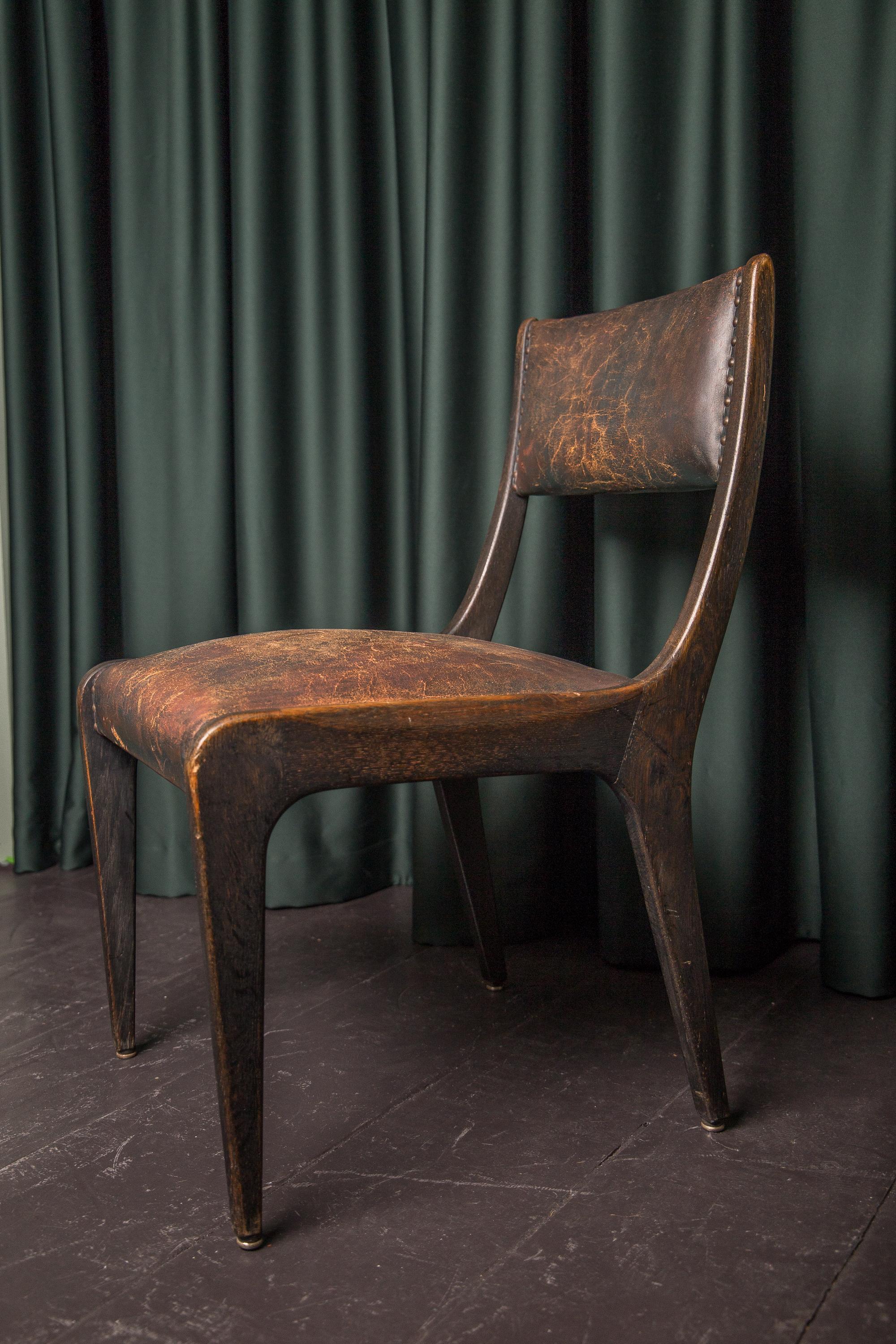 Believed to be one of only three chairs remaining that were designed for the cabinet of Deutscher Bundestag the first democratic Germany, circa 1949. Design elegance and exceptional detail. In excellent all original condition no restoration, studs